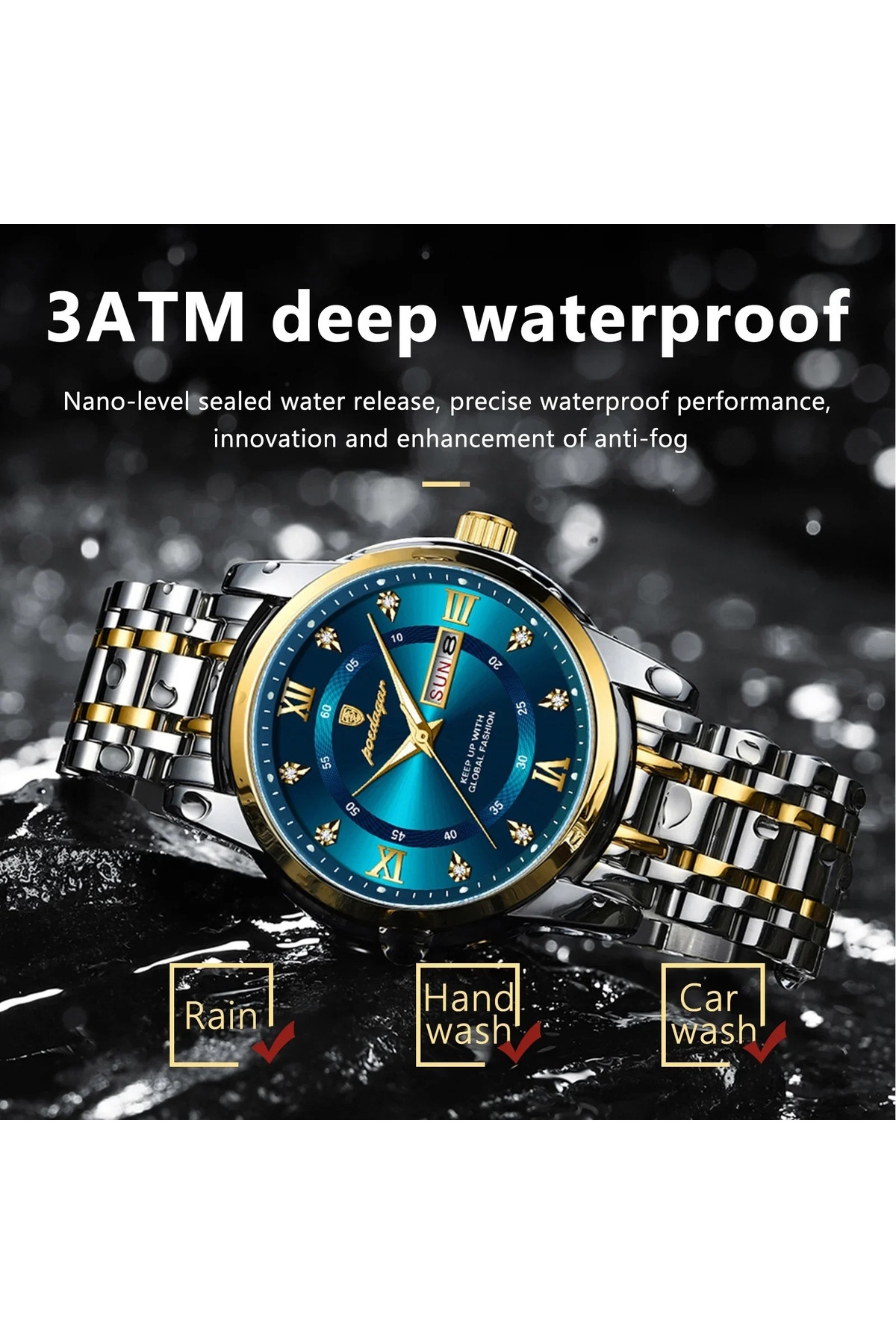 Чоловічий годинник  Poedagar Unique Men Leather Deluxe, 2 ремінці