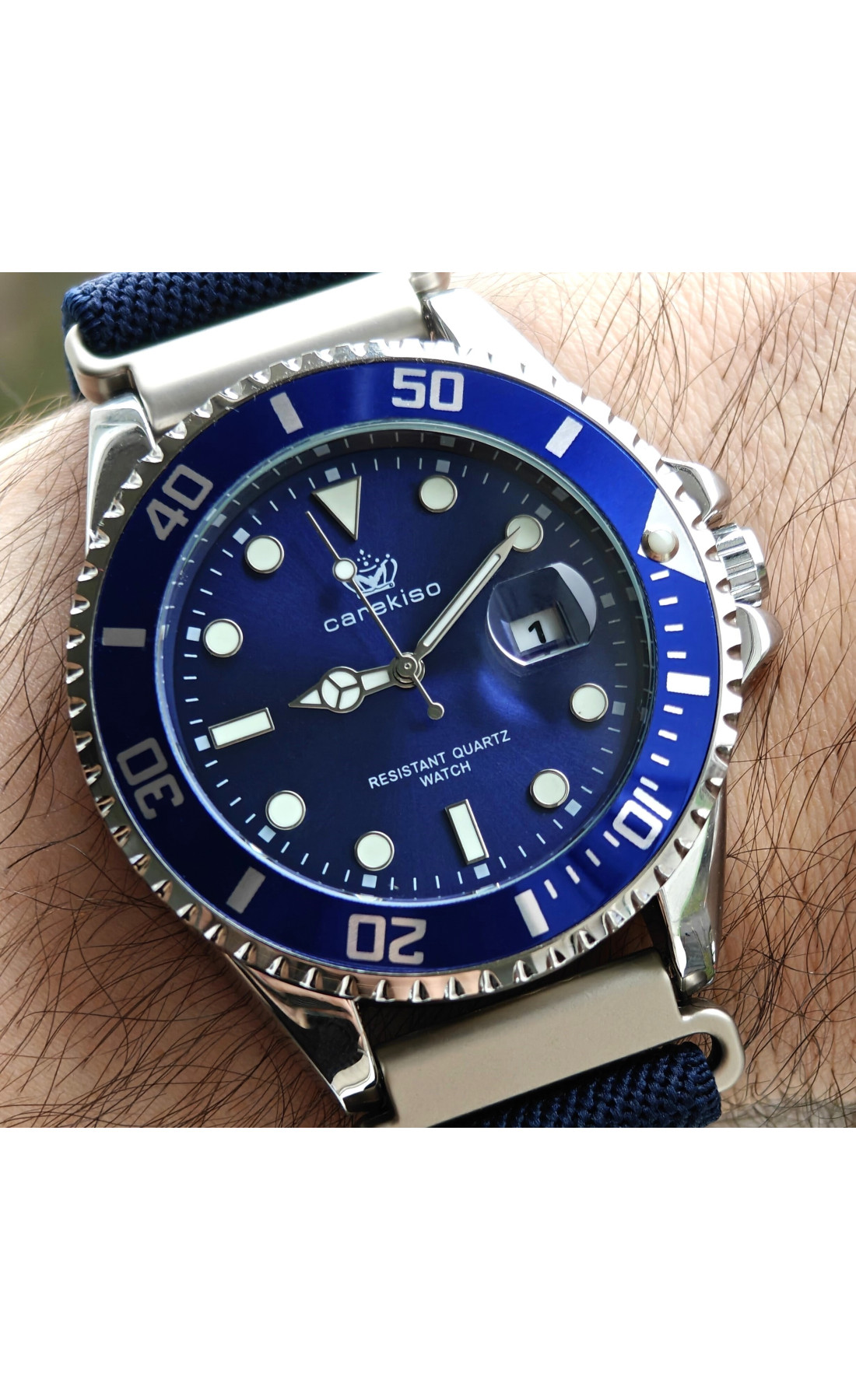 Чоловічий годинник  Hemsut Zurich Carekiso Nylon Blue, 2 ремінці