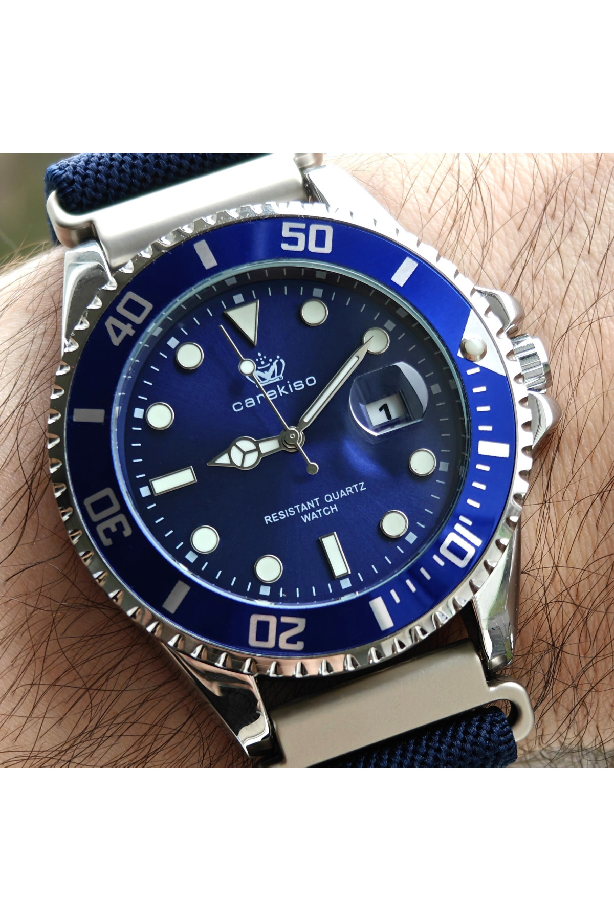 Чоловічий годинник  Hemsut Zurich Carekiso Nylon Blue, 2 ремінці