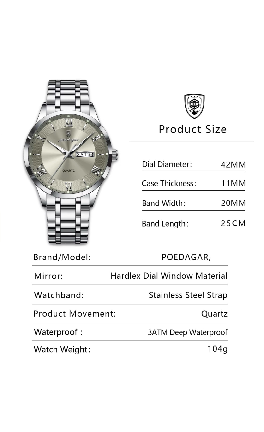 Чоловічий годинник  Poedagar Berlin Nylon Creamy, 2 ремінці