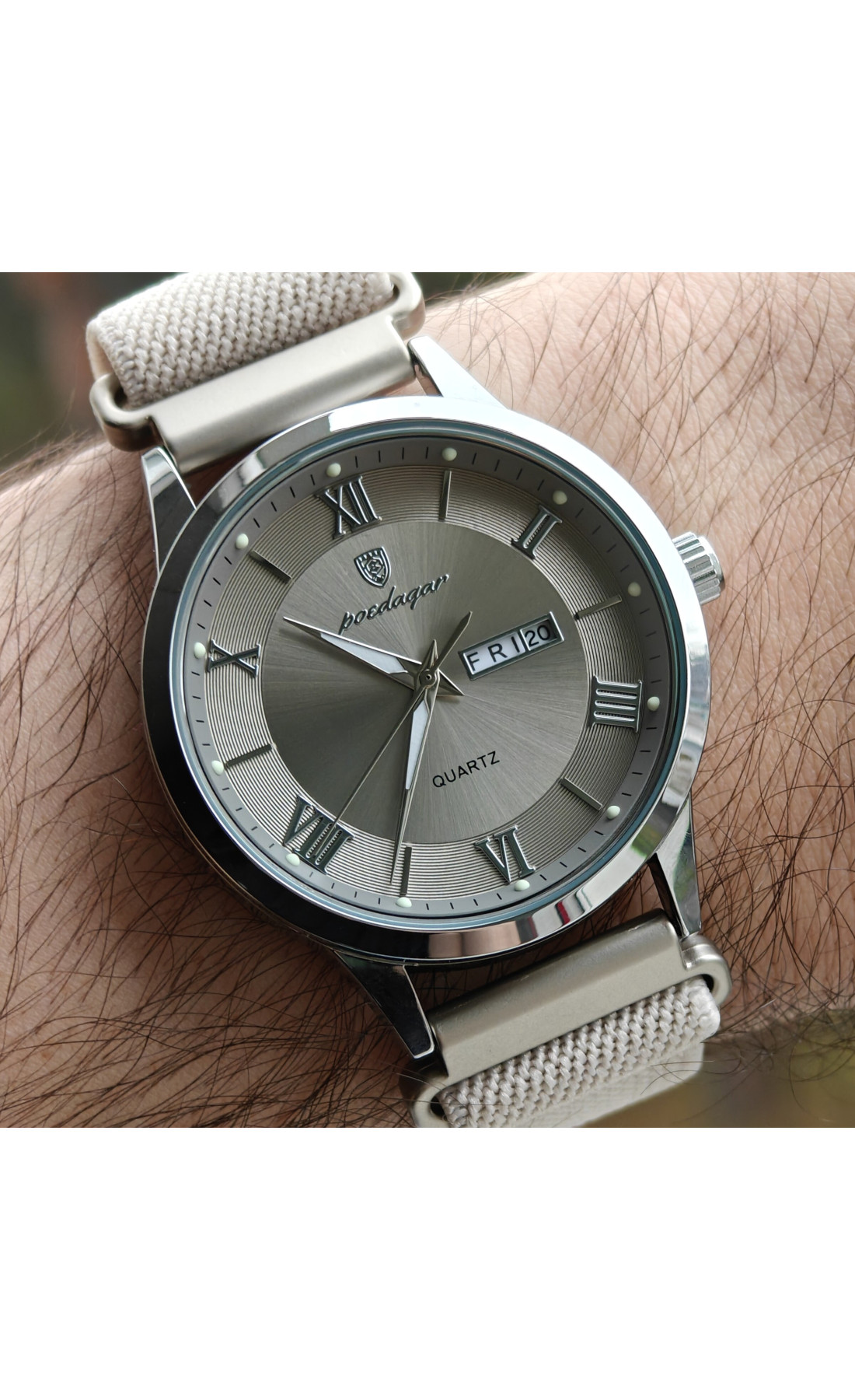 Чоловічий годинник  Poedagar Berlin Nylon Creamy, 2 ремінці