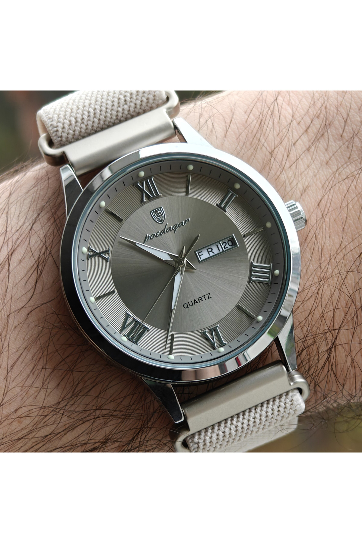 Чоловічий годинник  Poedagar Berlin Nylon Creamy, 2 ремінці