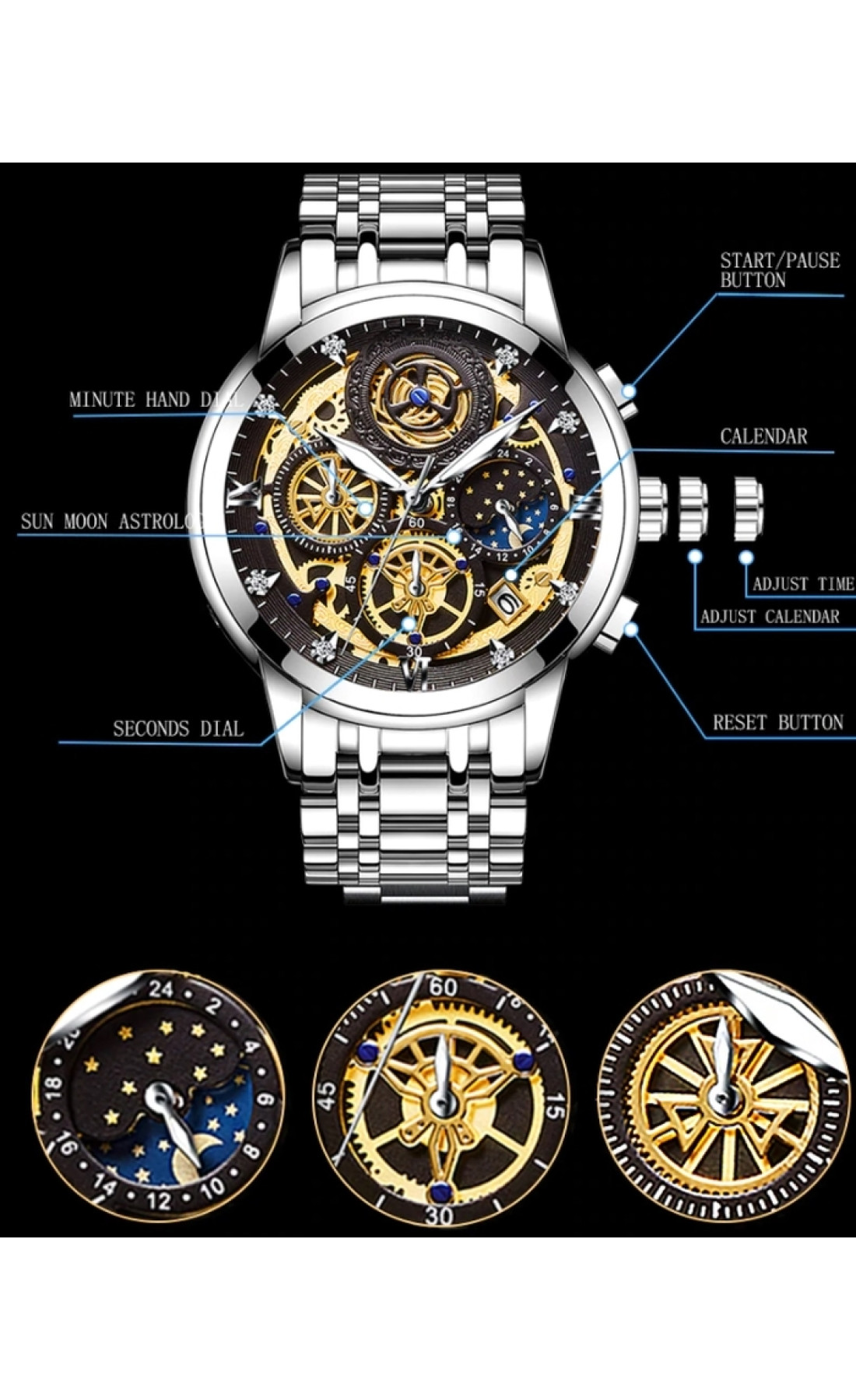 Чоловічий годинник  WishDoIt Baks Fantastic, 2 ремінці