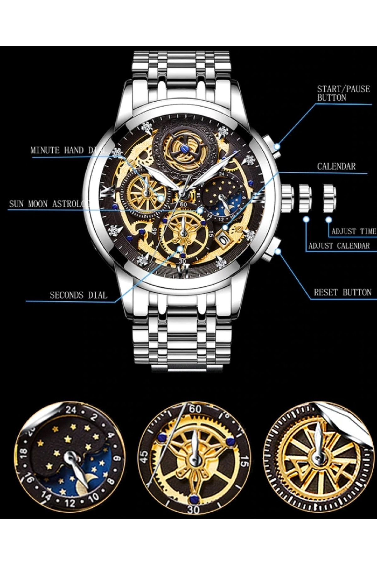 Чоловічий годинник  WishDoIt Baks Fantastic, 2 ремінці