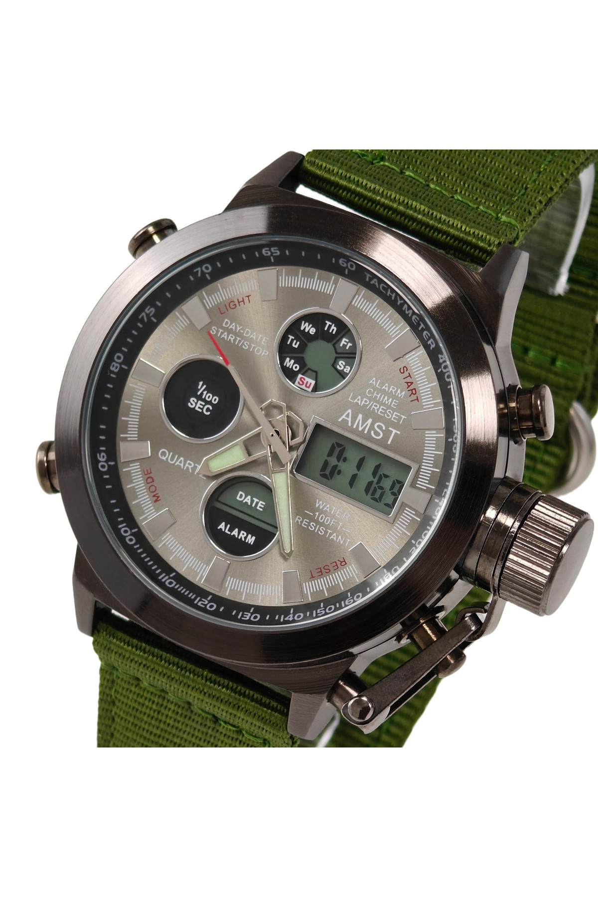 Чоловічий годинник  AMST Mountain Green, 2 ремінці