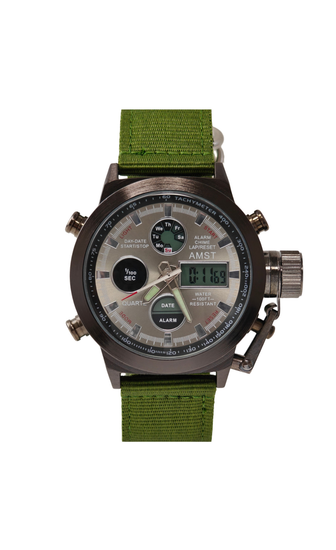 Чоловічий годинник  AMST Mountain Green, 2 ремінці