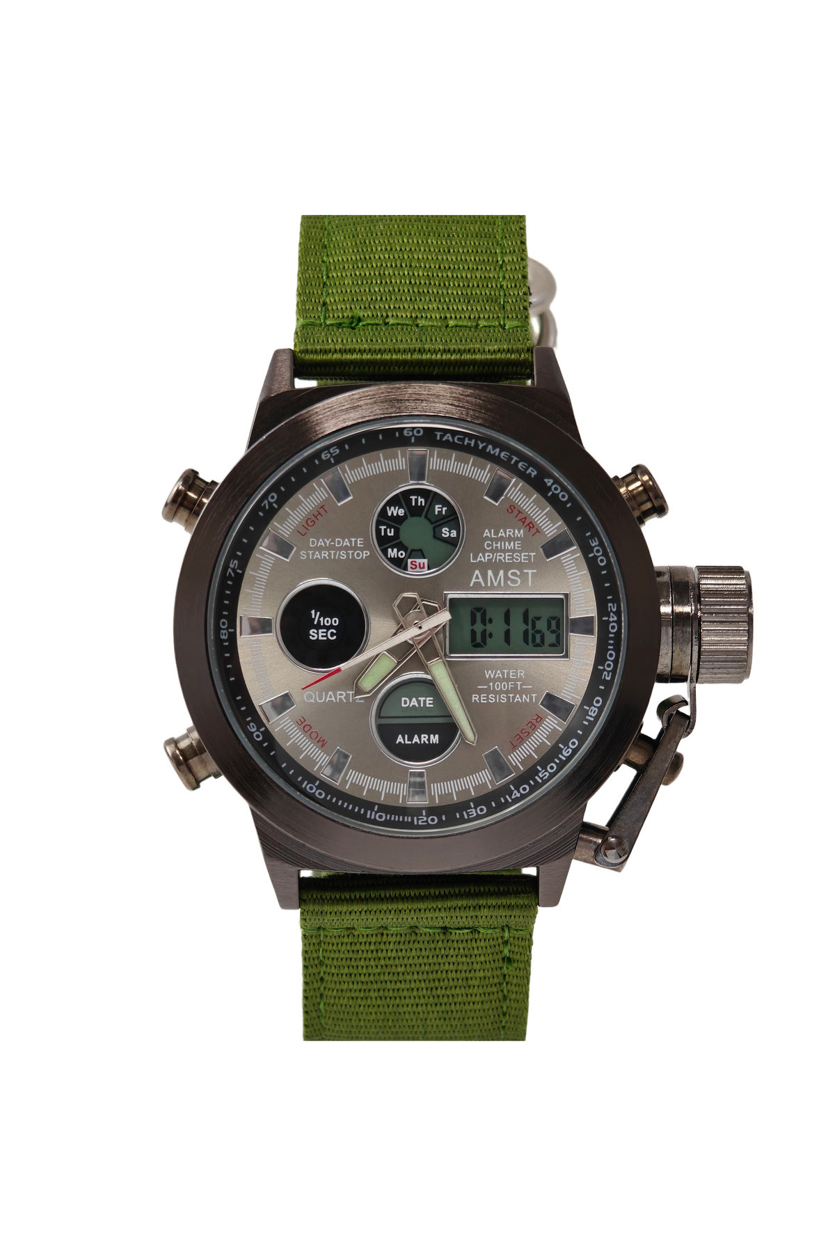 Чоловічий годинник  AMST Mountain Green, 2 ремінці