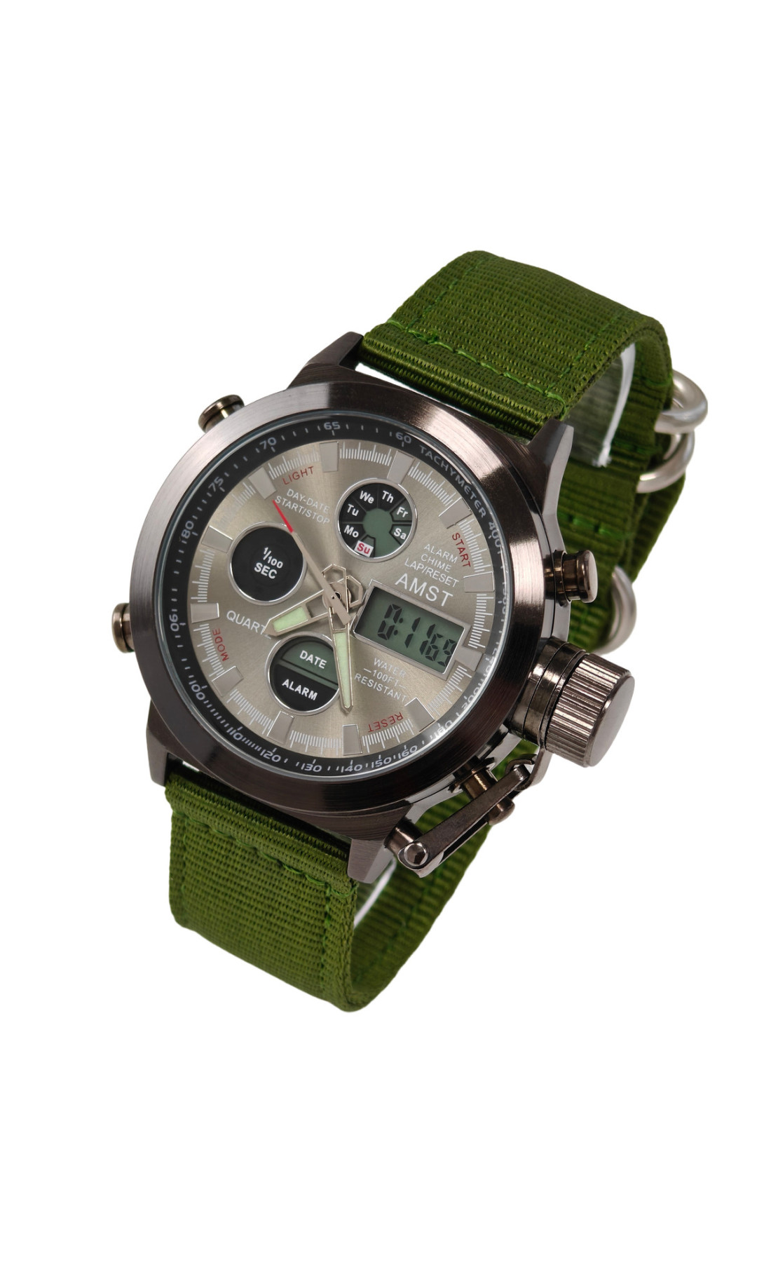 Чоловічий годинник  AMST Mountain Green, 2 ремінці