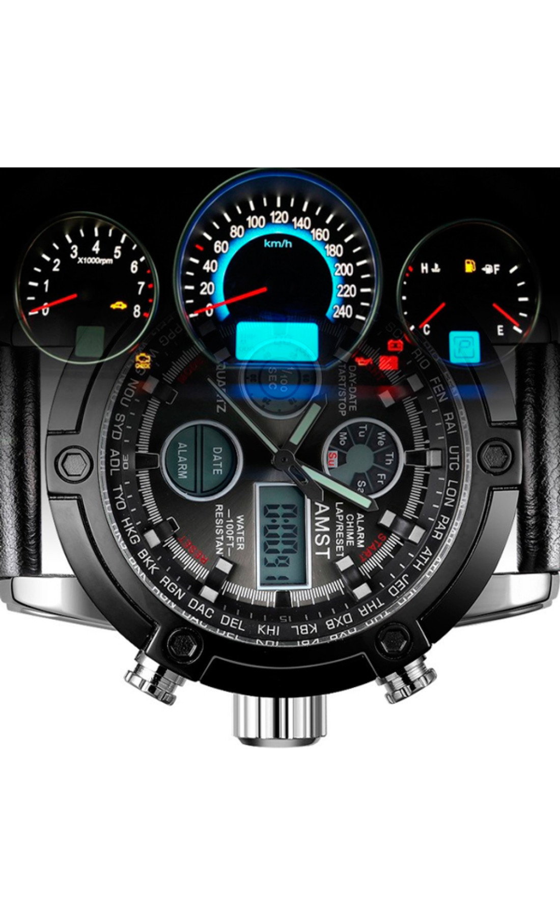 Чоловічий годинник  AMST Mountain Green, 2 ремінці