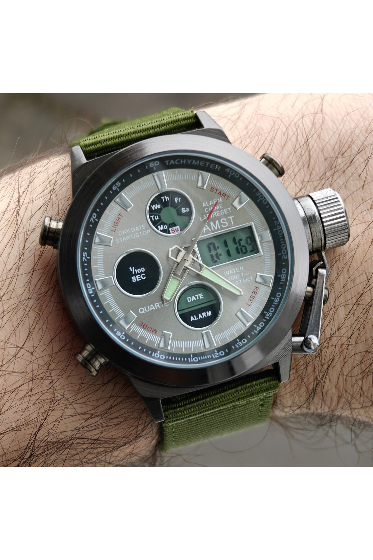 Чоловічий годинник  AMST Mountain Green, 2 ремінці