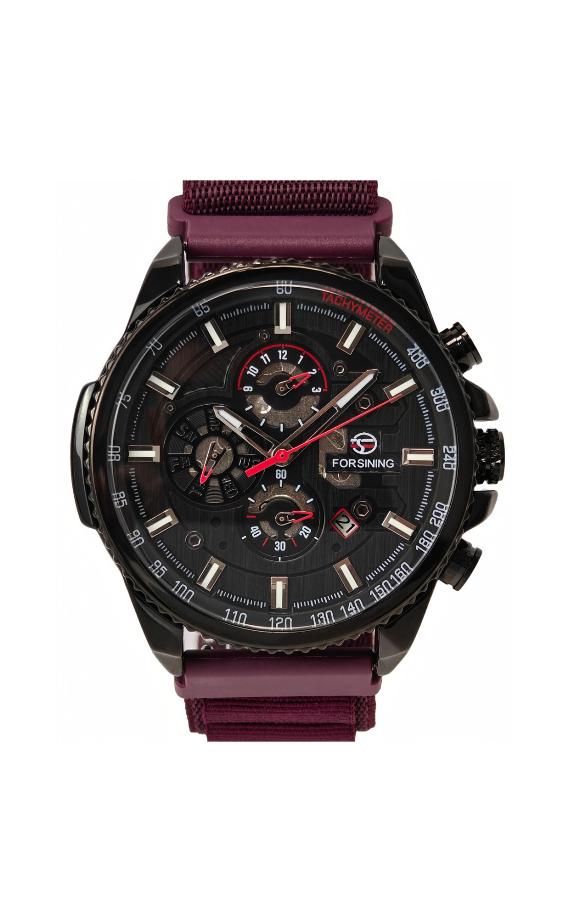 Чоловічий годинник  Forsining Finance Wine Red, 2 ремінці