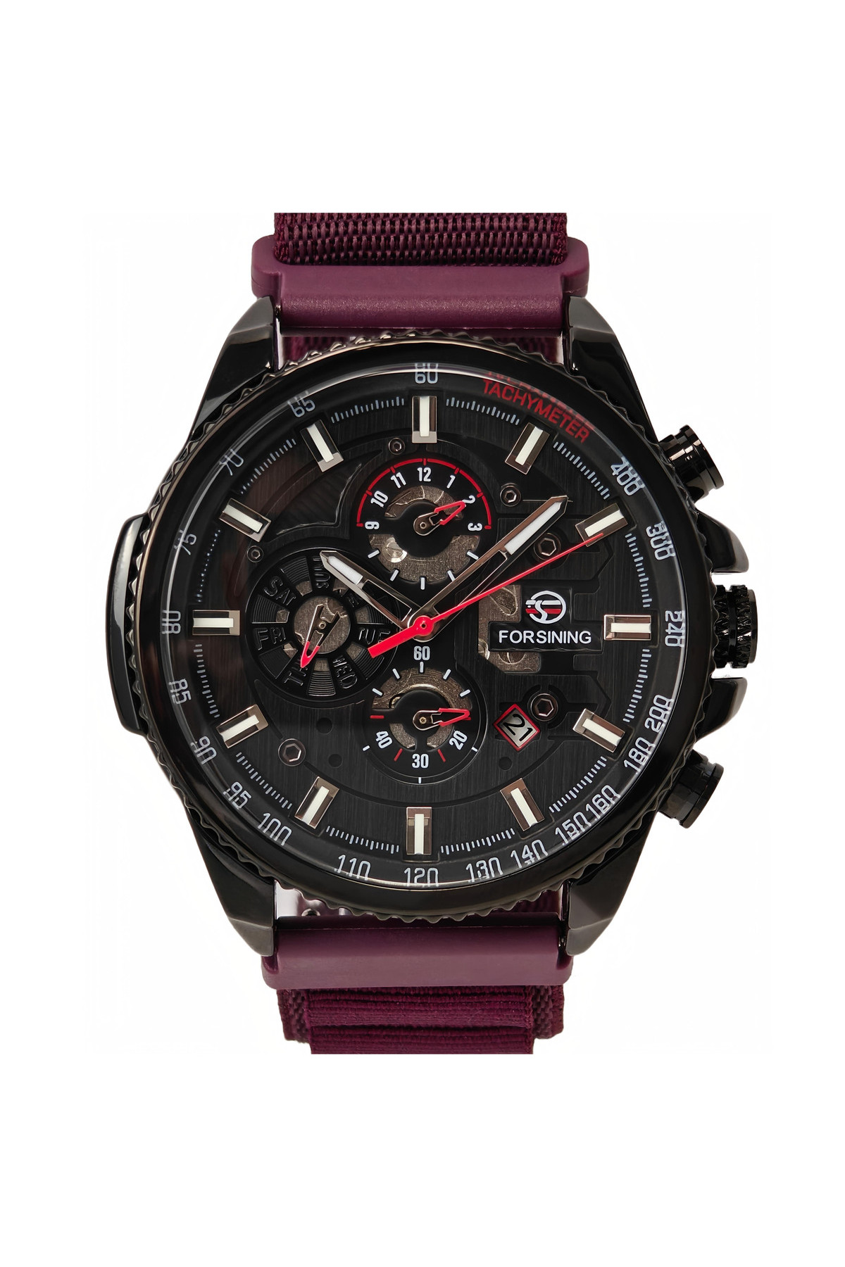 Чоловічий годинник  Forsining Finance Wine Red, 2 ремінці