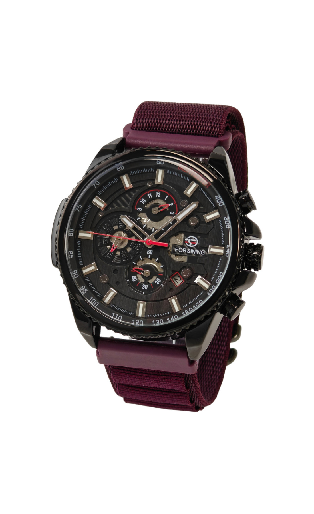Чоловічий годинник  Forsining Finance Wine Red, 2 ремінці