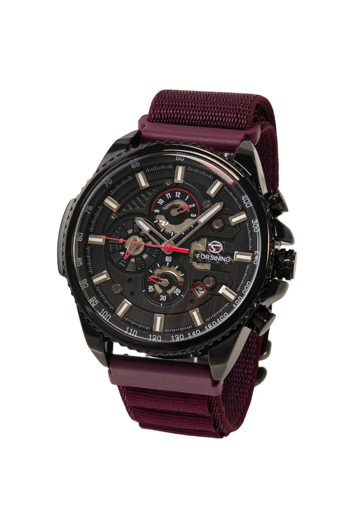 Чоловічий годинник  Forsining Finance Wine Red, 2 ремінці