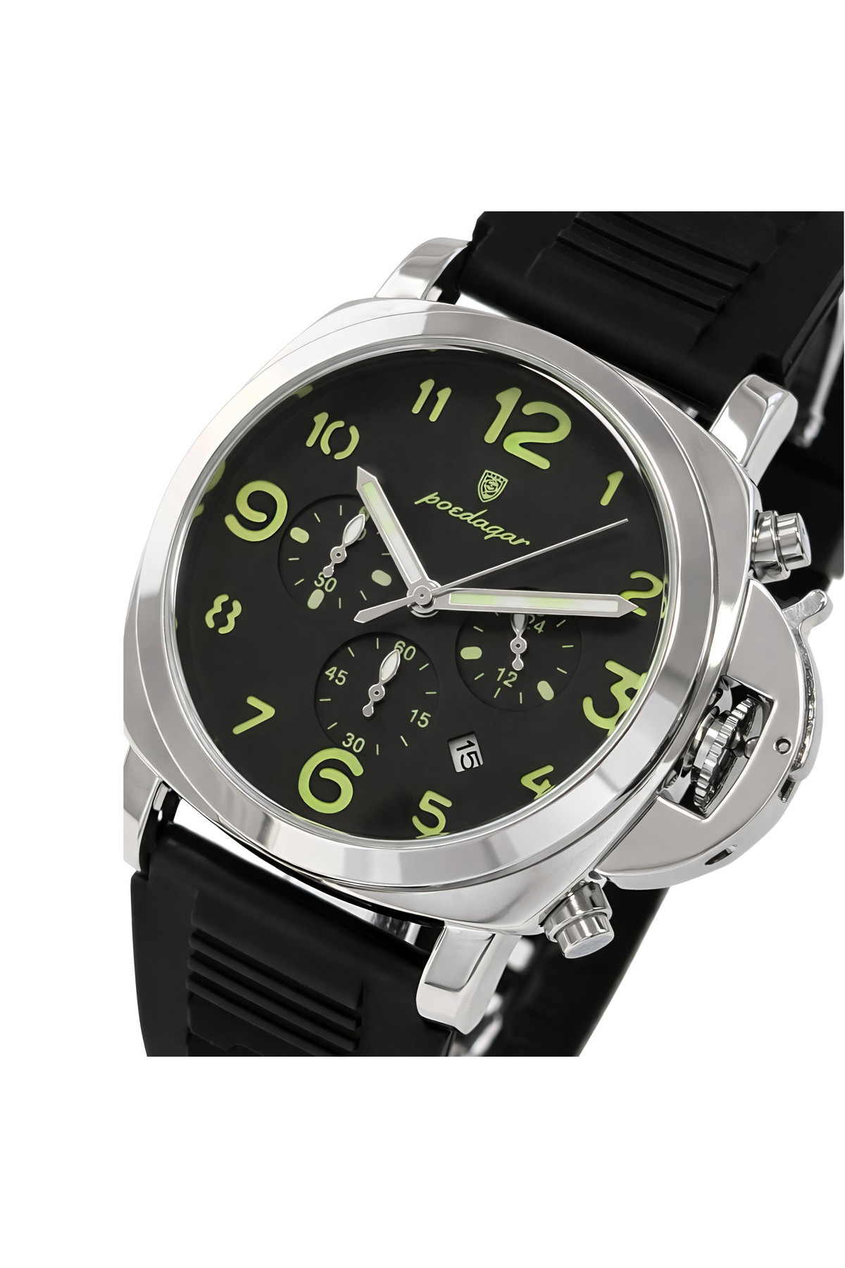 Чоловічий годинник  Poedagar Luminious Rubber Black, 2 ремінці