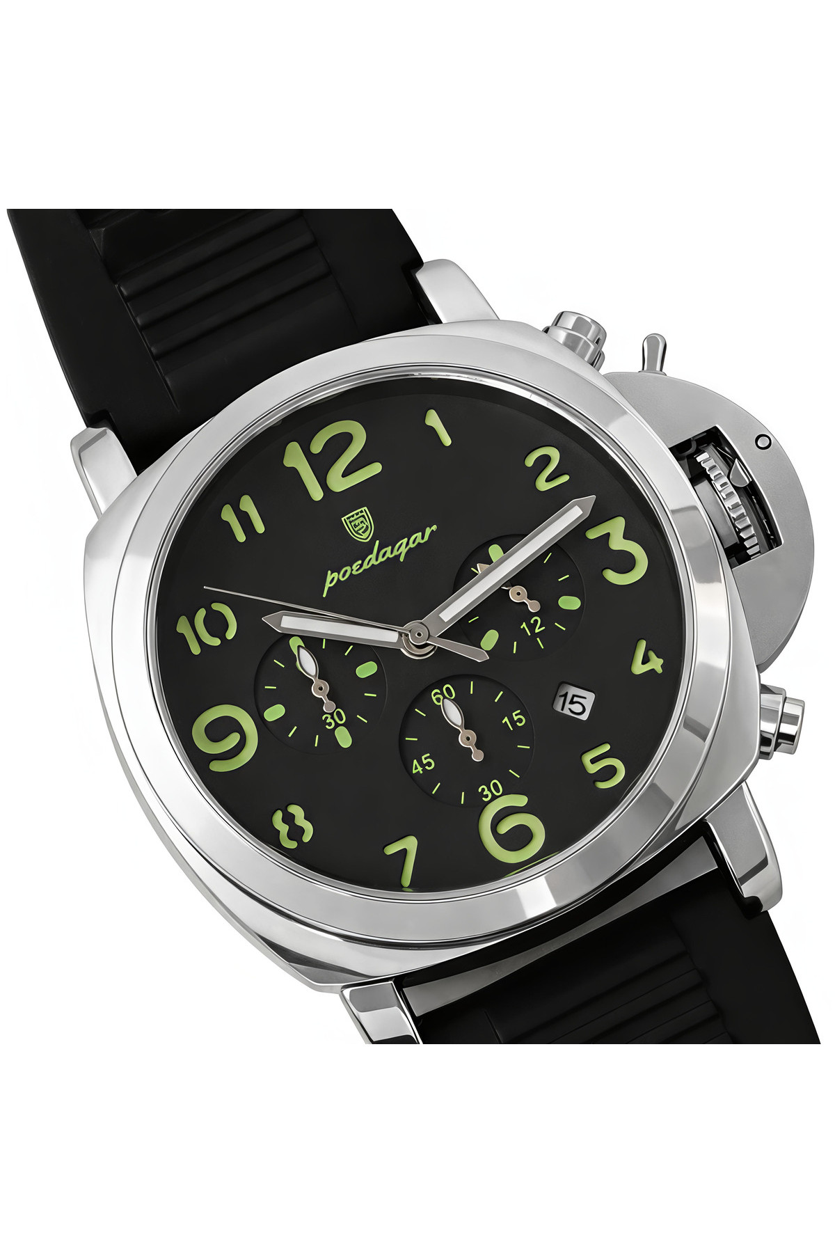 Чоловічий годинник  Poedagar Luminious Rubber Black, 2 ремінці