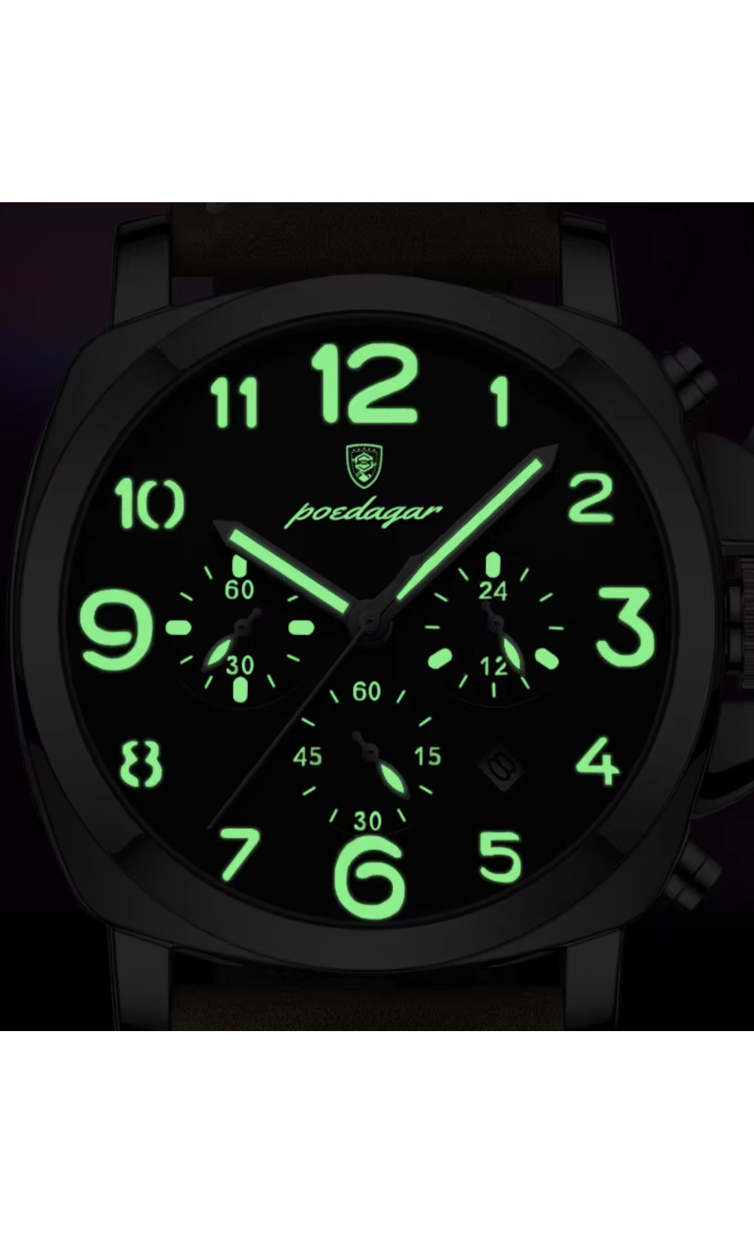 Чоловічий годинник  Poedagar Luminious Rubber Black, 2 ремінці