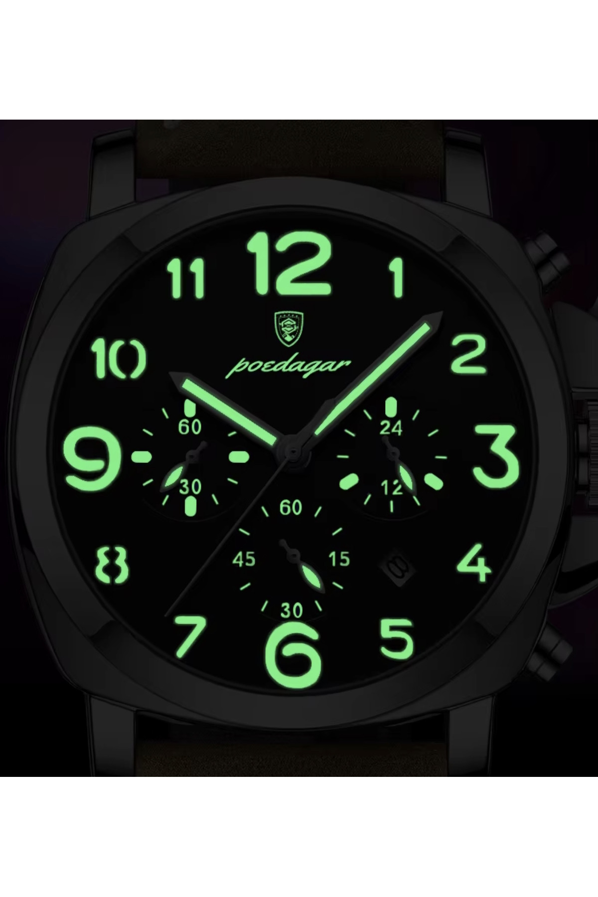 Чоловічий годинник  Poedagar Luminious Rubber Black, 2 ремінці