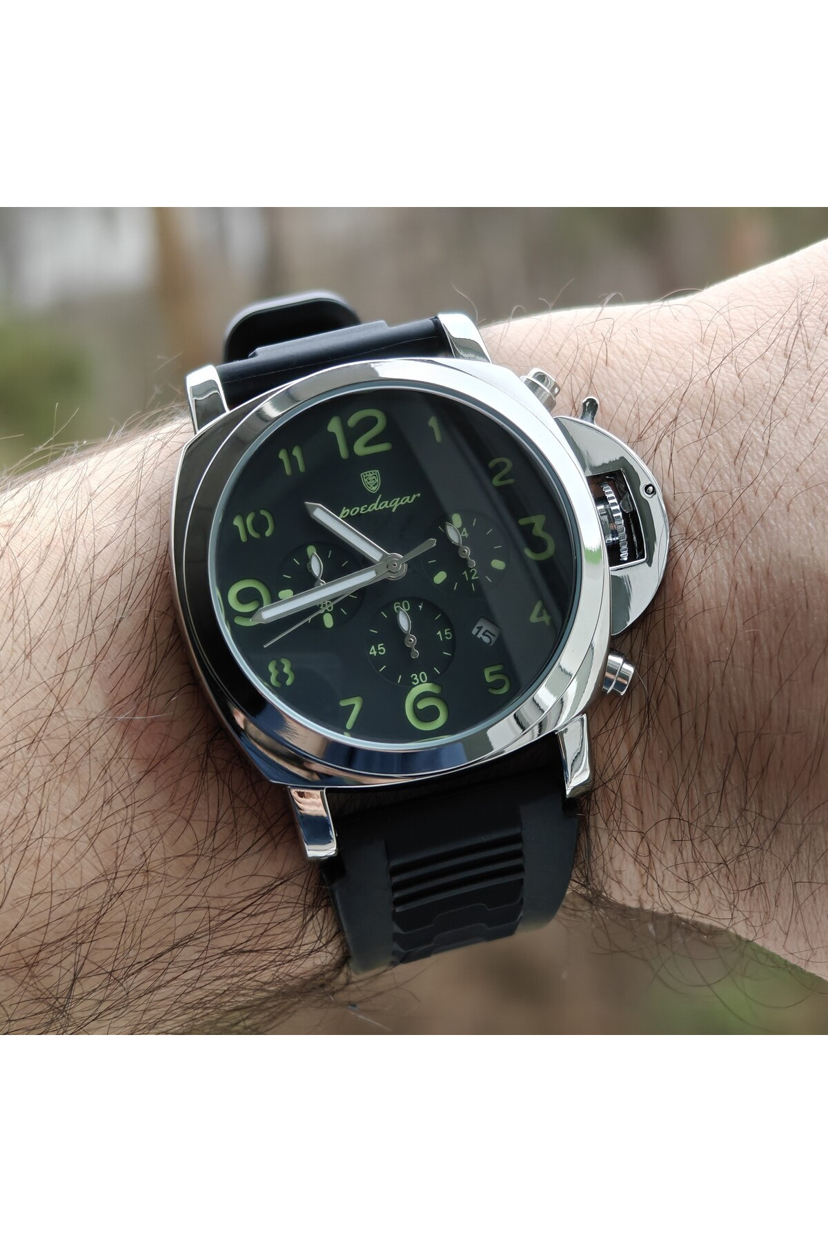 Чоловічий годинник  Poedagar Luminious Rubber Black, 2 ремінці