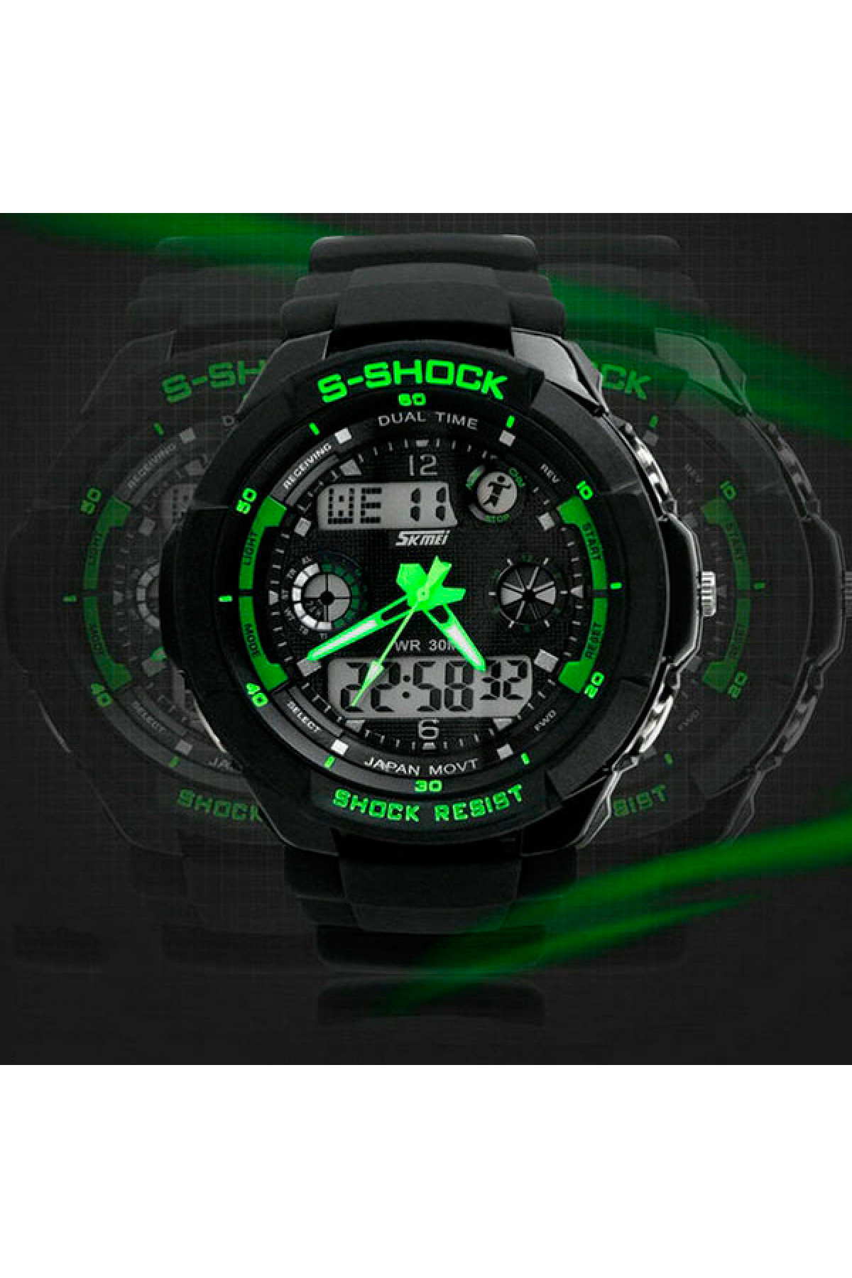 Чоловічий годинник  Skmei S-Shock Green 0931
