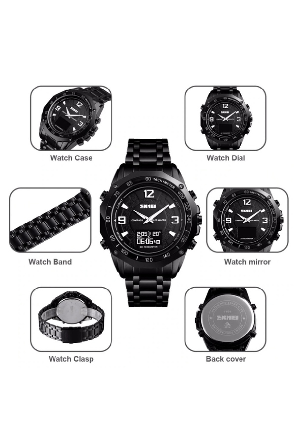 Чоловічий годинник  Skmei Kompass PRO Black