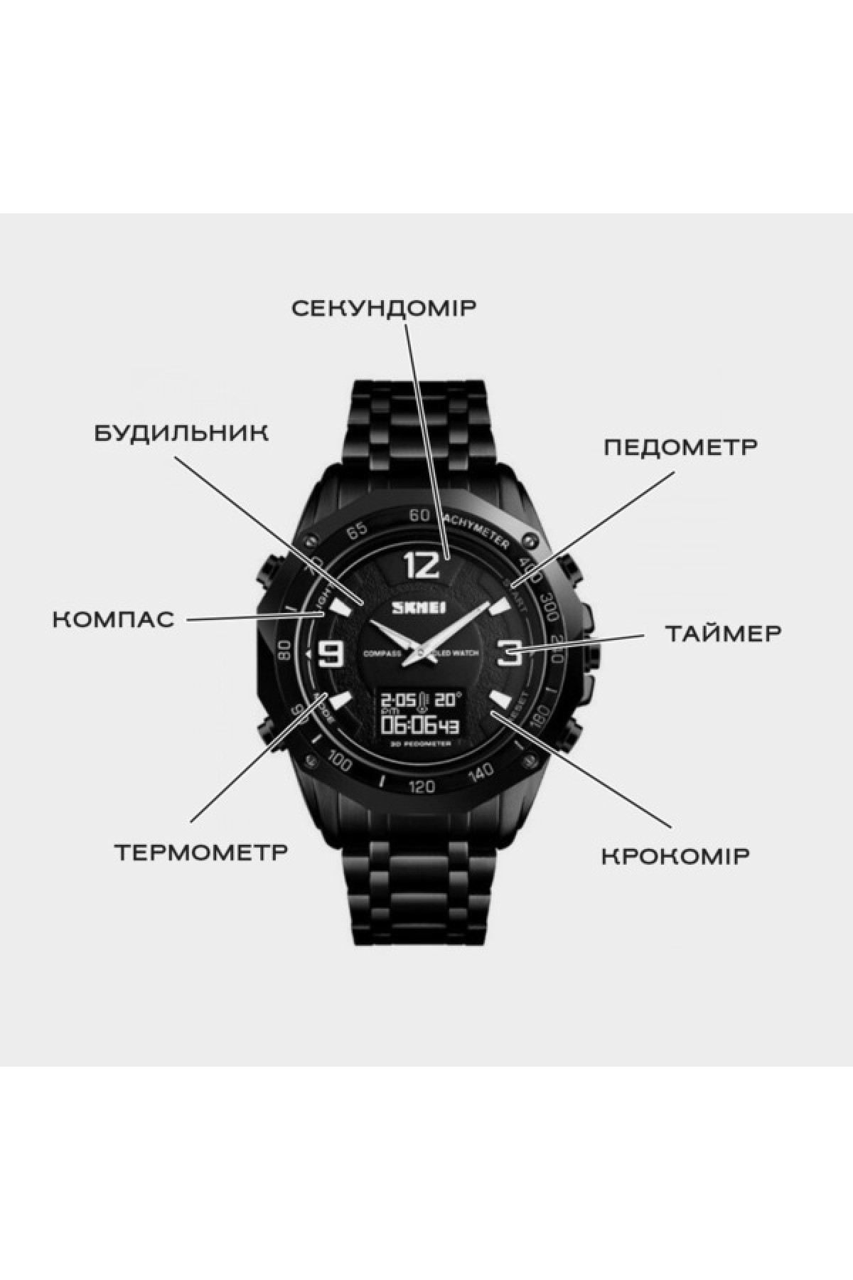Чоловічий годинник  Skmei Kompass PRO Black