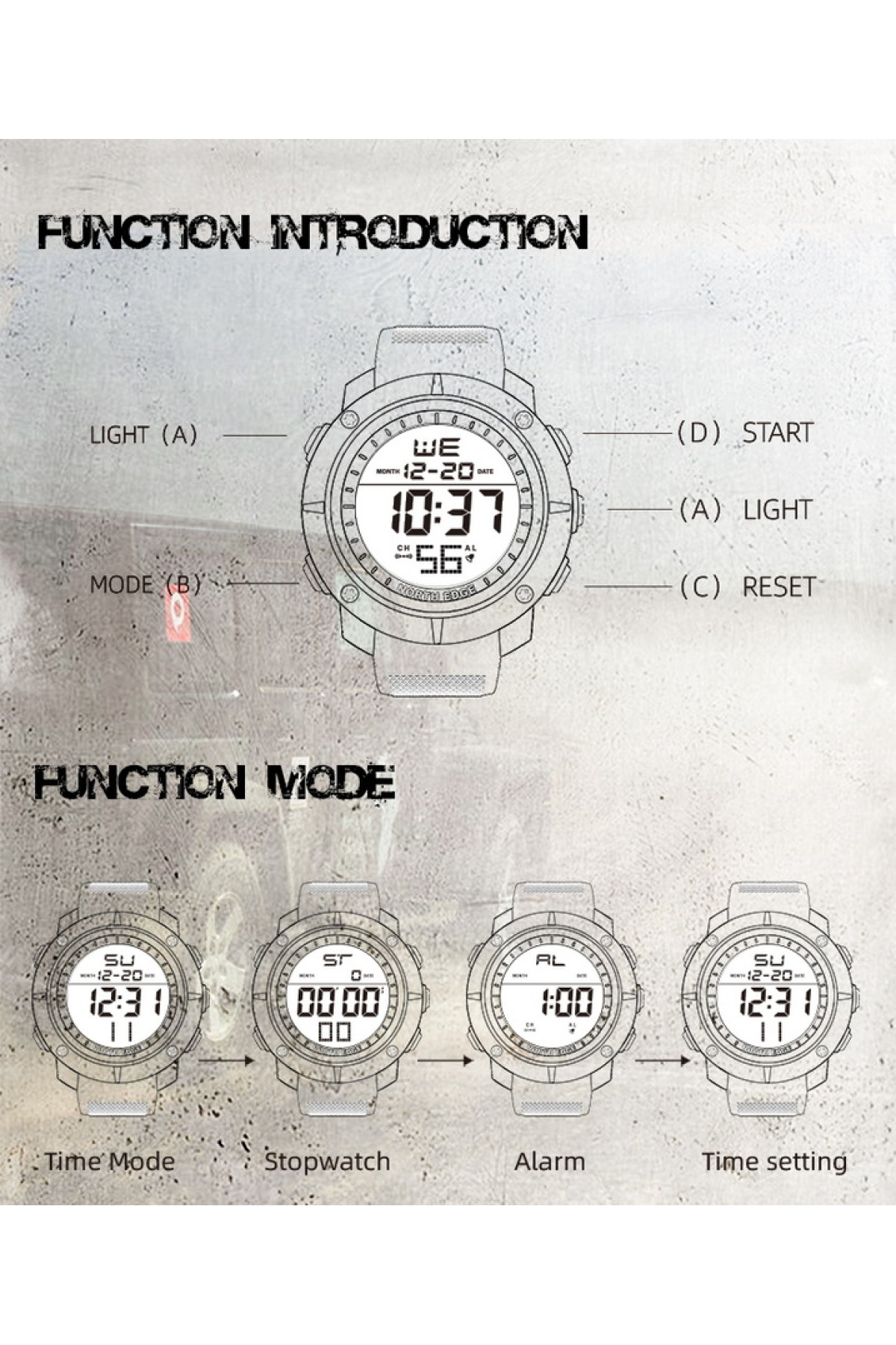 Чоловічий годинник  North Edge Tank 5BAR