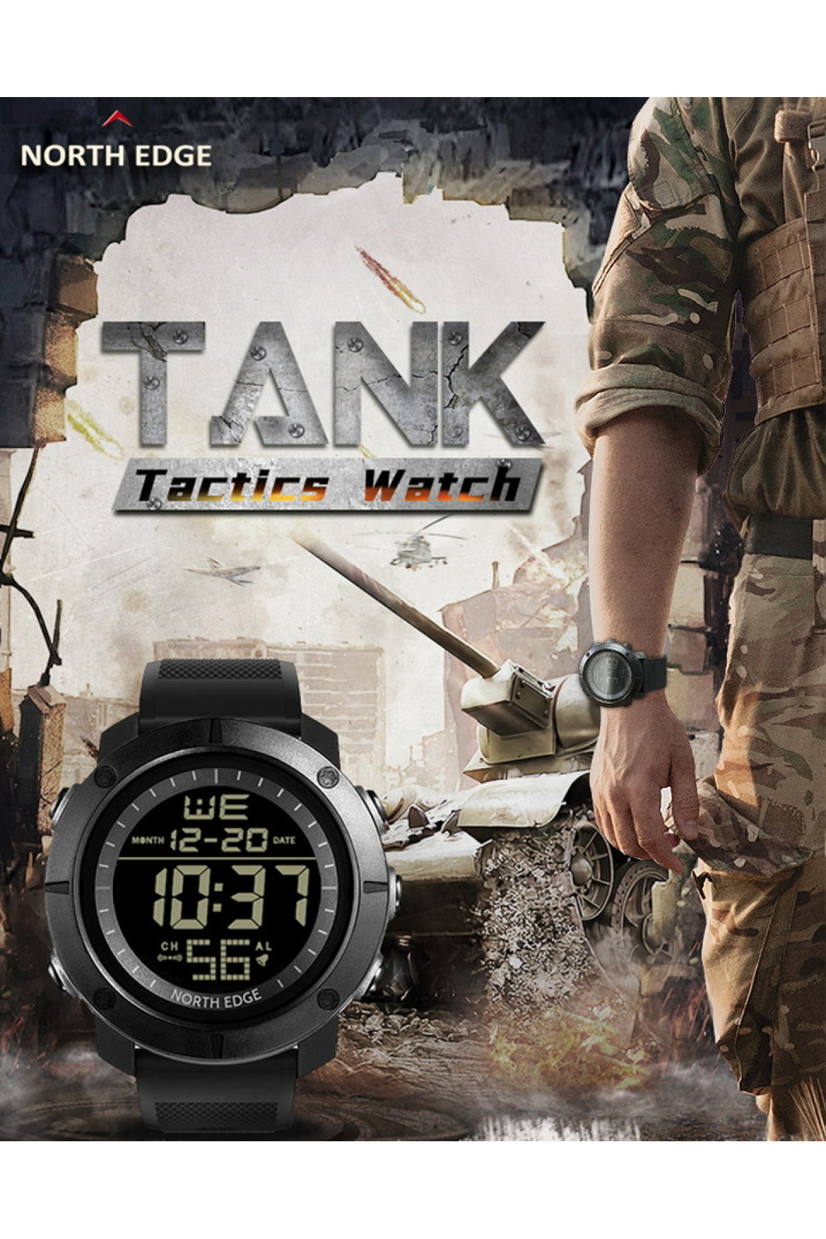 Чоловічий годинник  North Edge Tank 5BAR