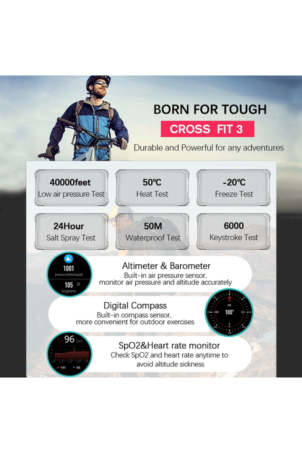 Смарт годинник  North Edge CrossFit GPS Black з компасом