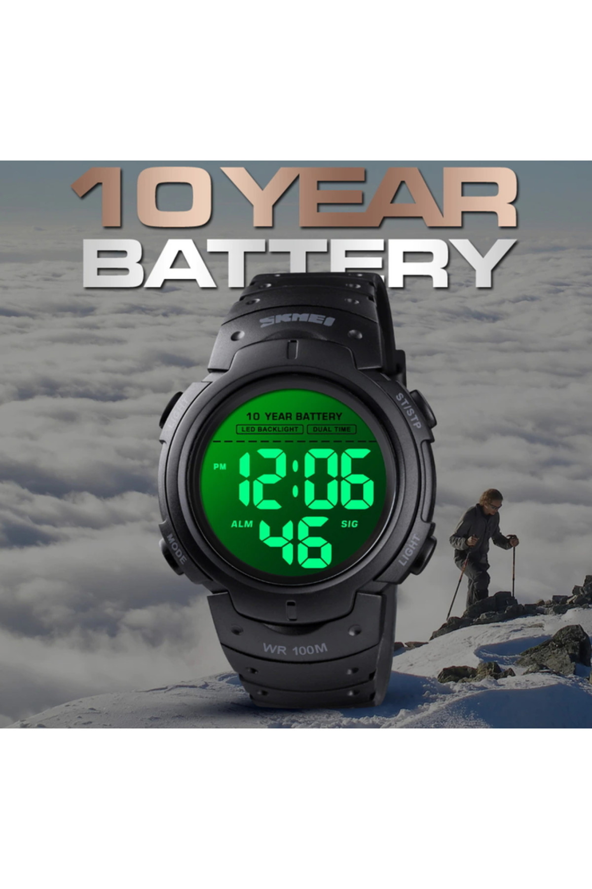 Чоловічий годинник  Skmei Neon 10 Bar Black