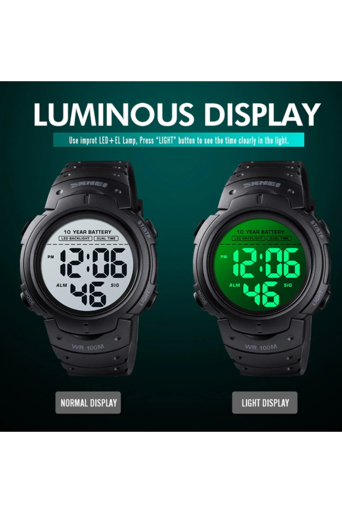 Чоловічий годинник  Skmei Neon 10 Bar Black