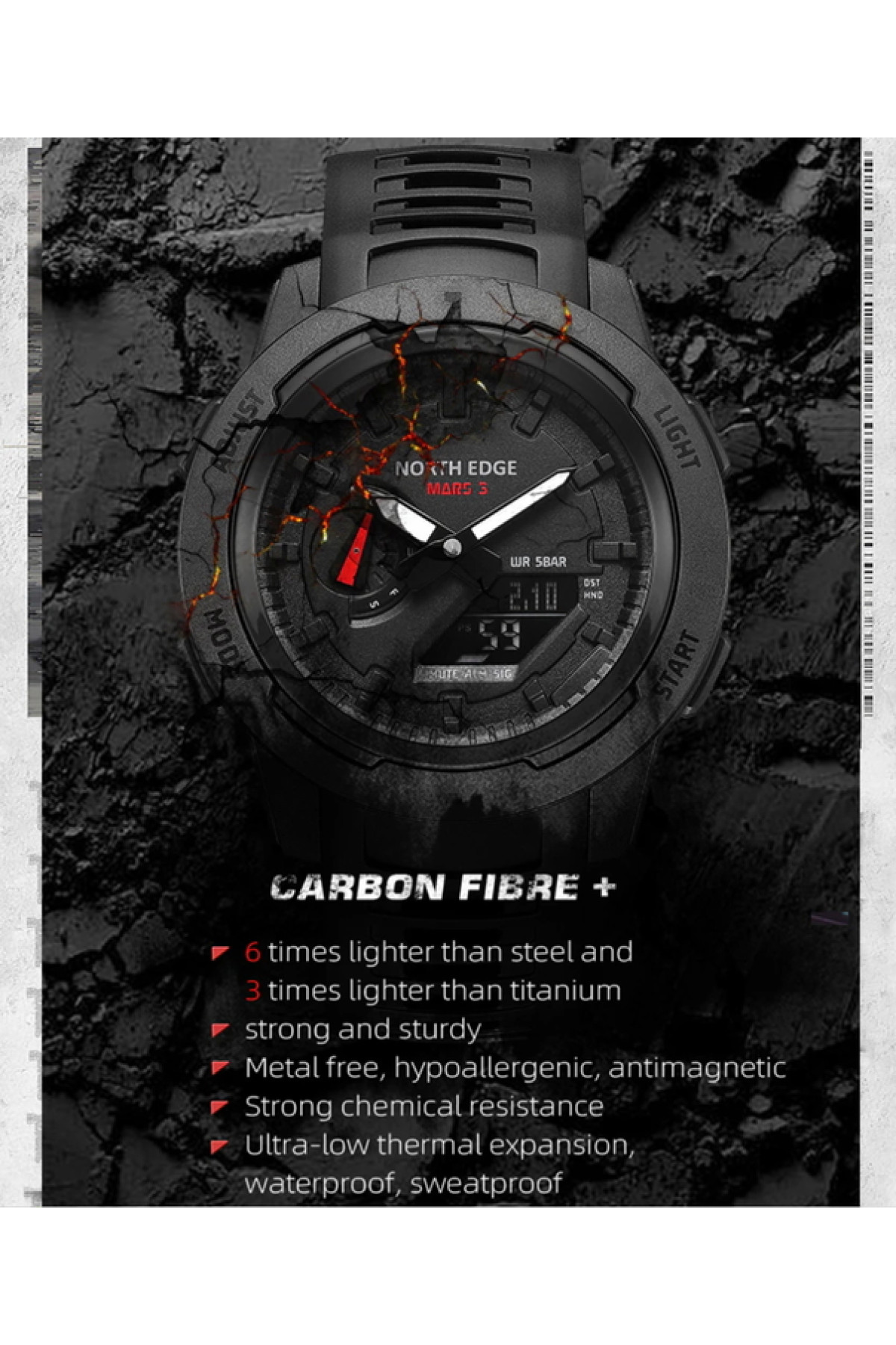 Чоловічий годинник  North Edge Profi Mars3