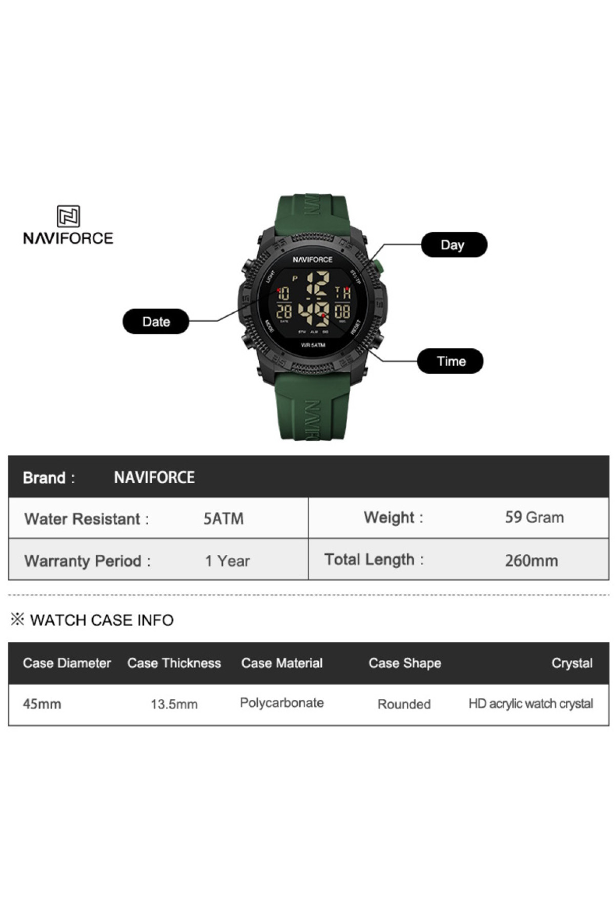 Чоловічий годинник  Naviforce Europe Orange