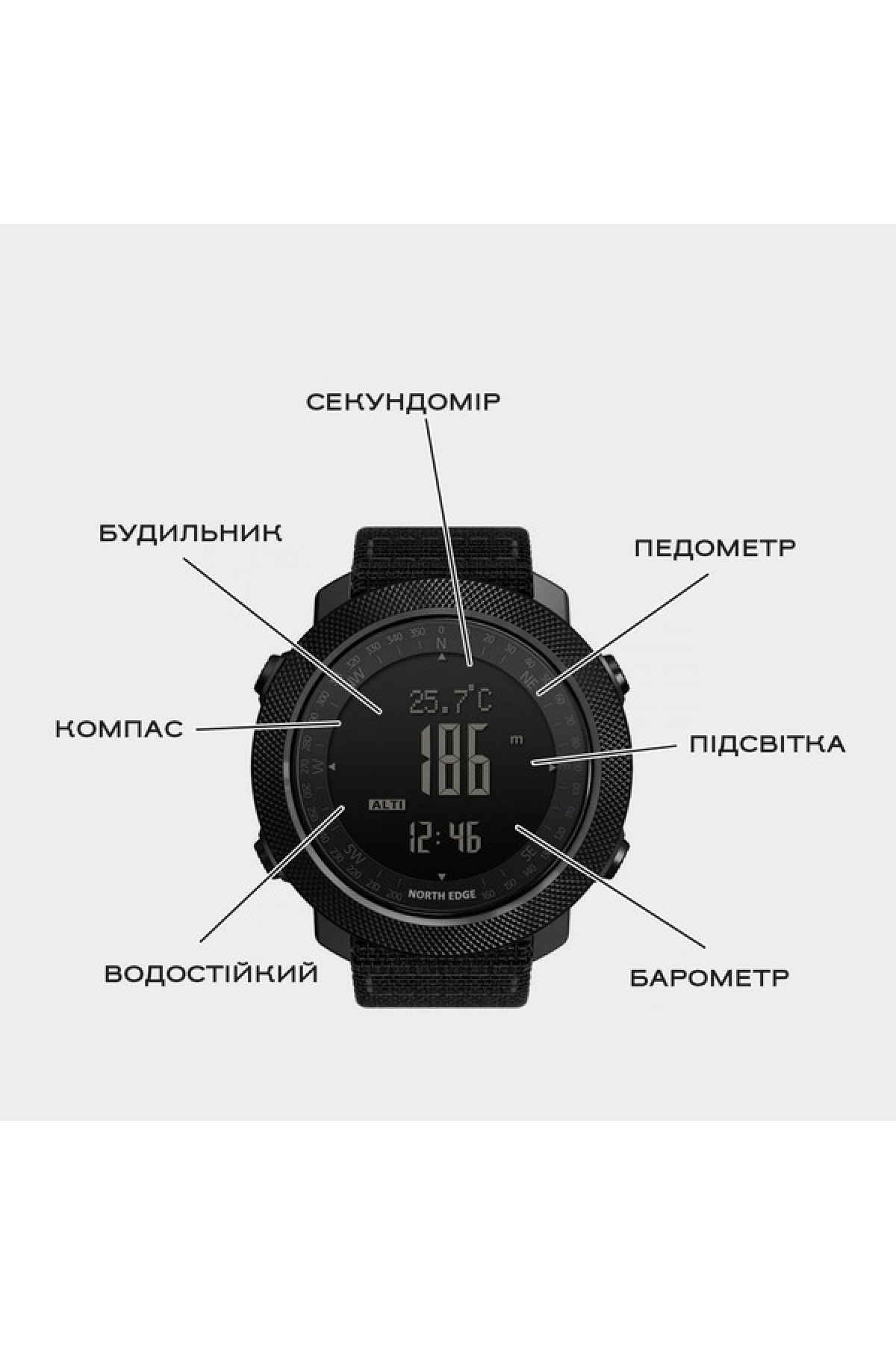Чоловічий годинник  North Edge Apache Rubber 2 ремінці