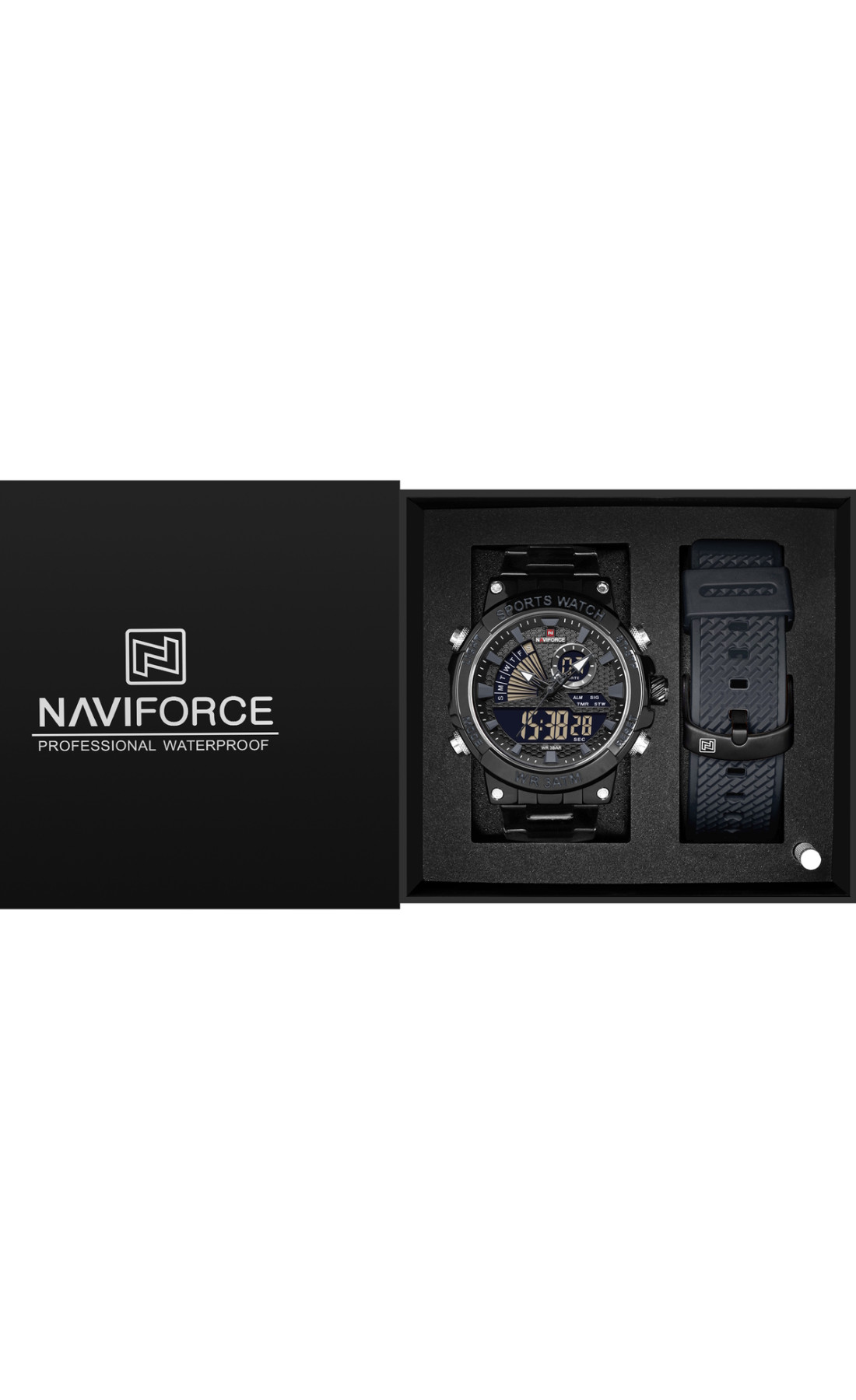 Чоловічий годинник  Naviforce Set Box подарунковий набір, 2 ремінці