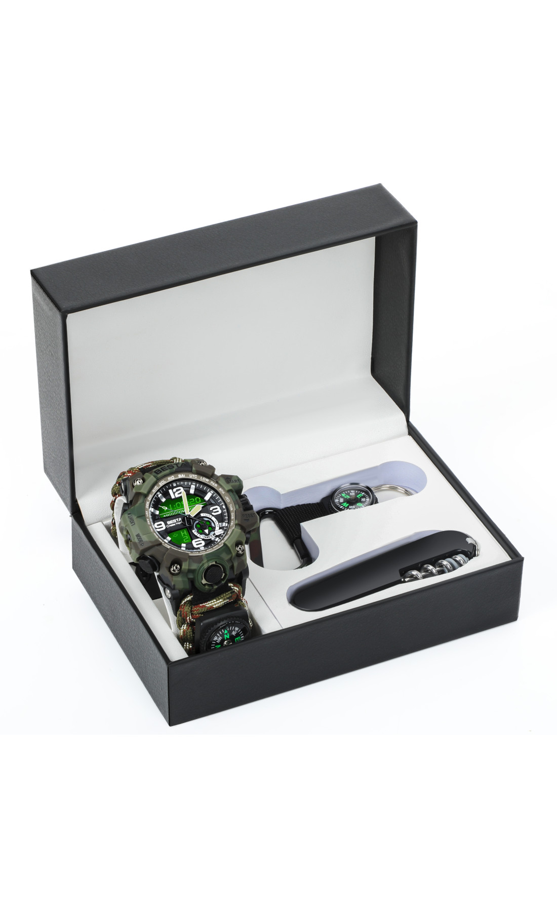 Чоловічий годинник  Besta Box Military Set подарунковий набір, з компасом