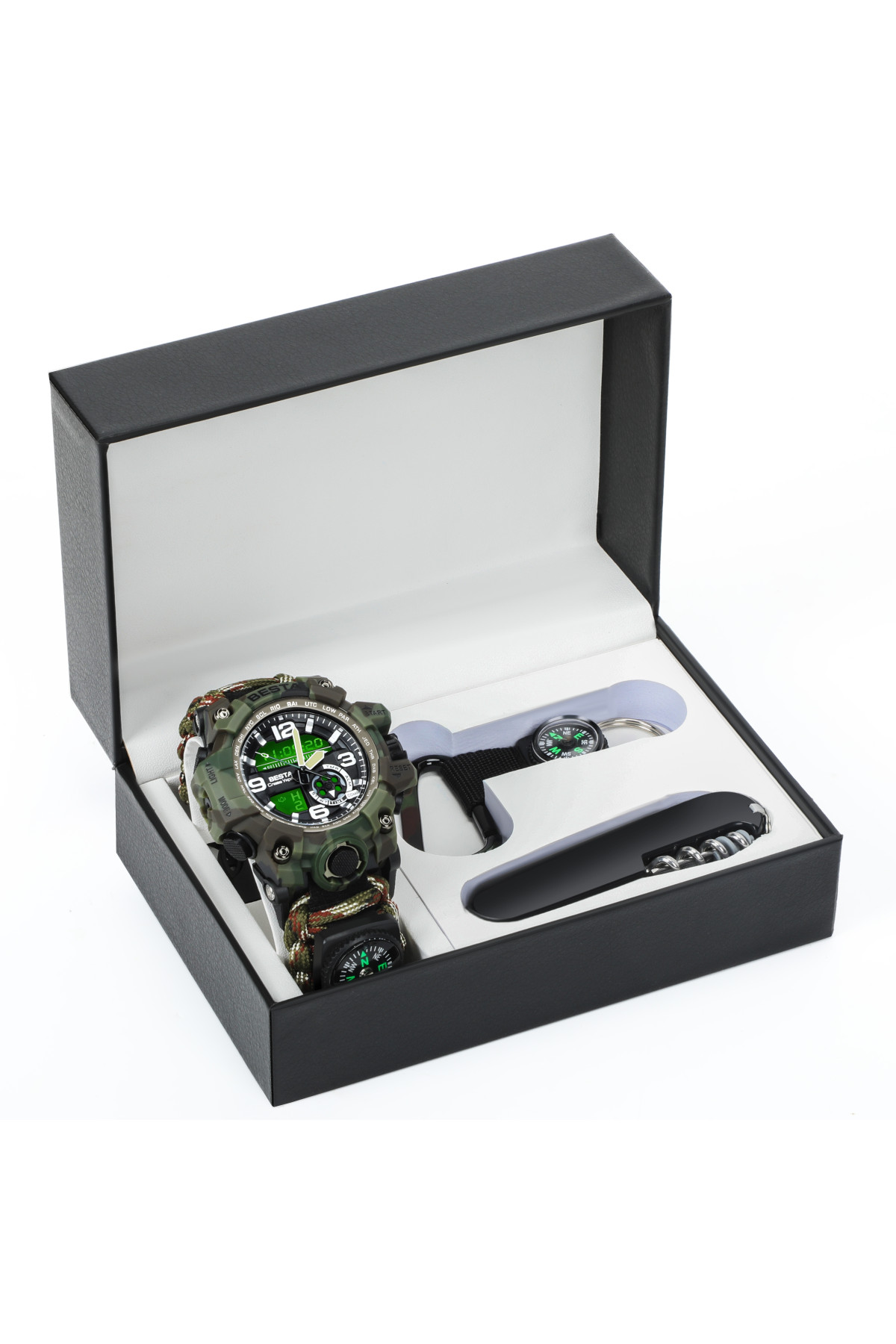 Чоловічий годинник  Besta Box Military Set подарунковий набір, з компасом