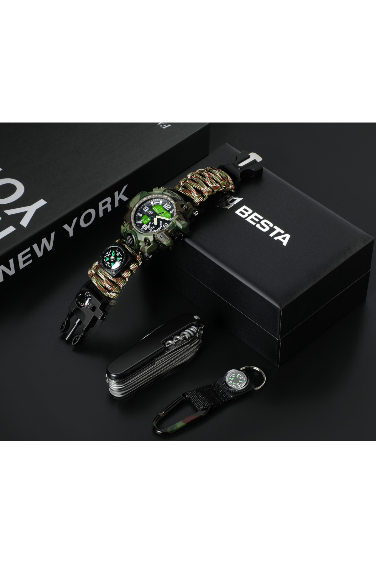 Чоловічий годинник  Besta Box Military Set подарунковий набір, з компасом