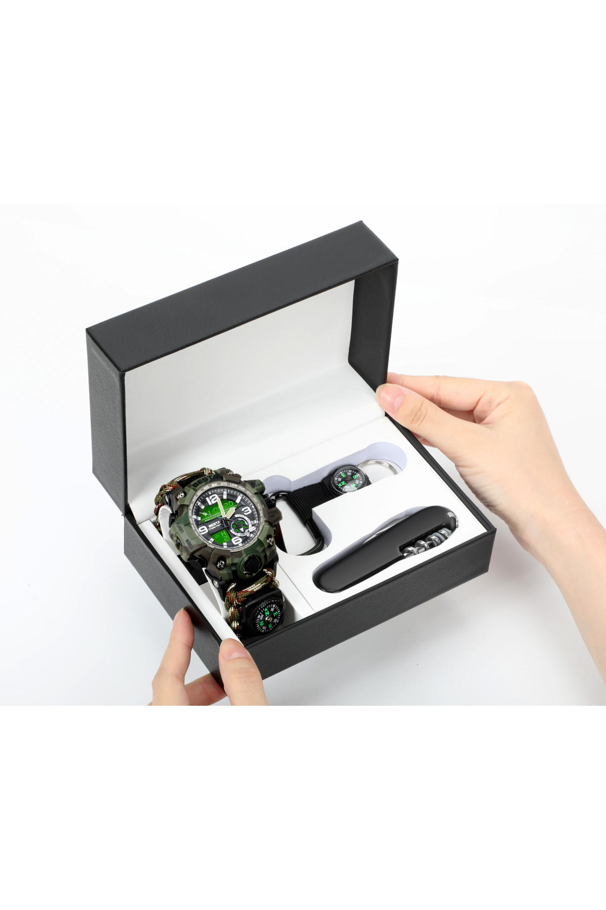 Чоловічий годинник  Besta Box Military Set подарунковий набір, з компасом