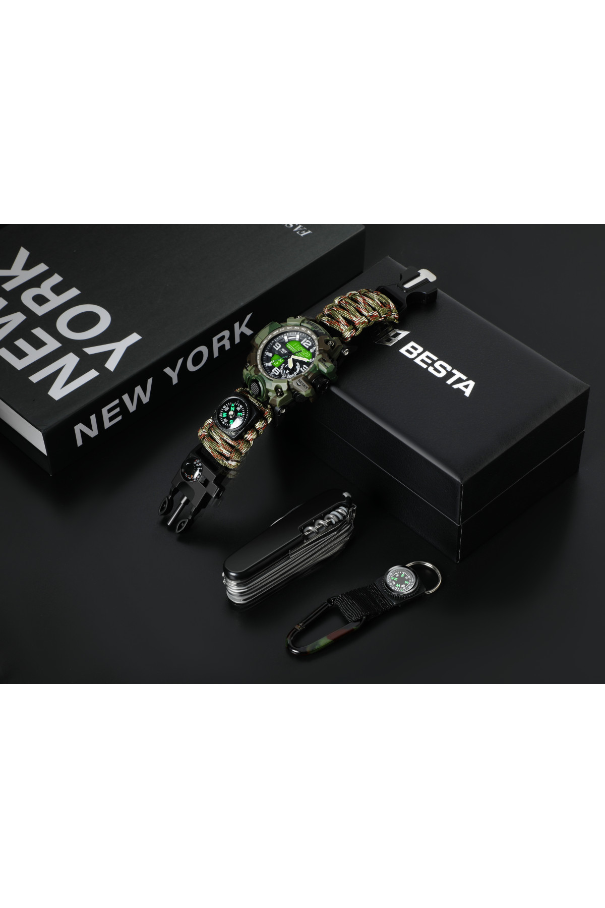 Чоловічий годинник  Besta Box Military Set подарунковий набір, з компасом