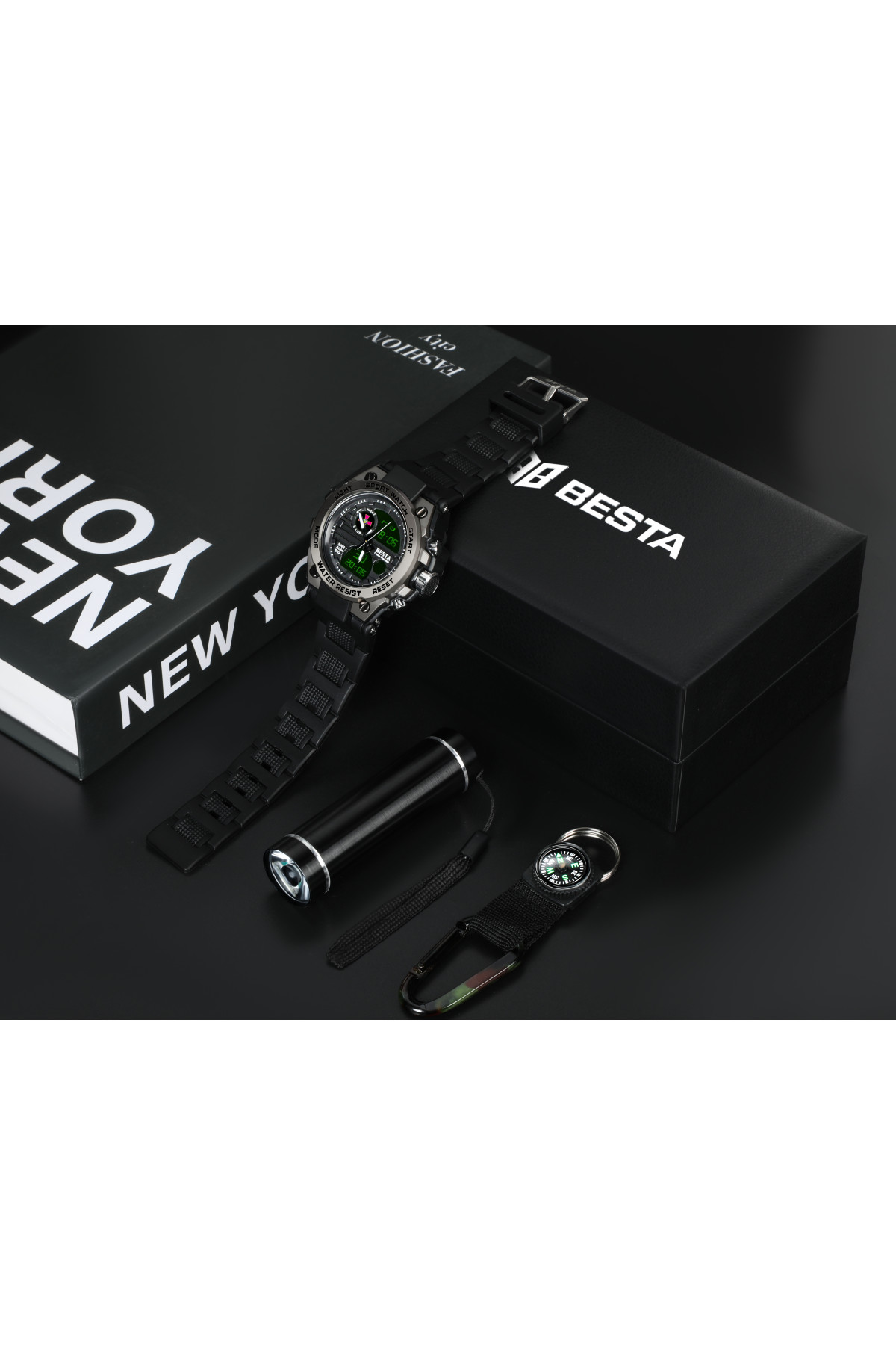 Чоловічий годинник  Besta Box Tattoo ЗСУ Light подарунковий набір, з компасом