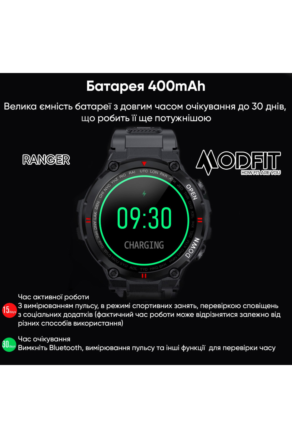 Смарт годинники Modfit Modfit Modfit Ranger Army Green 36 мм.