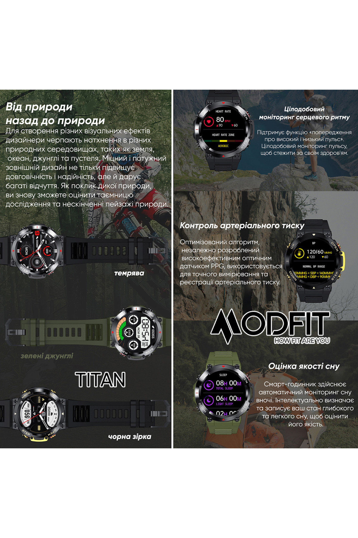 Смарт годинники Modfit Modfit Modfit Titan All Black 36 мм.