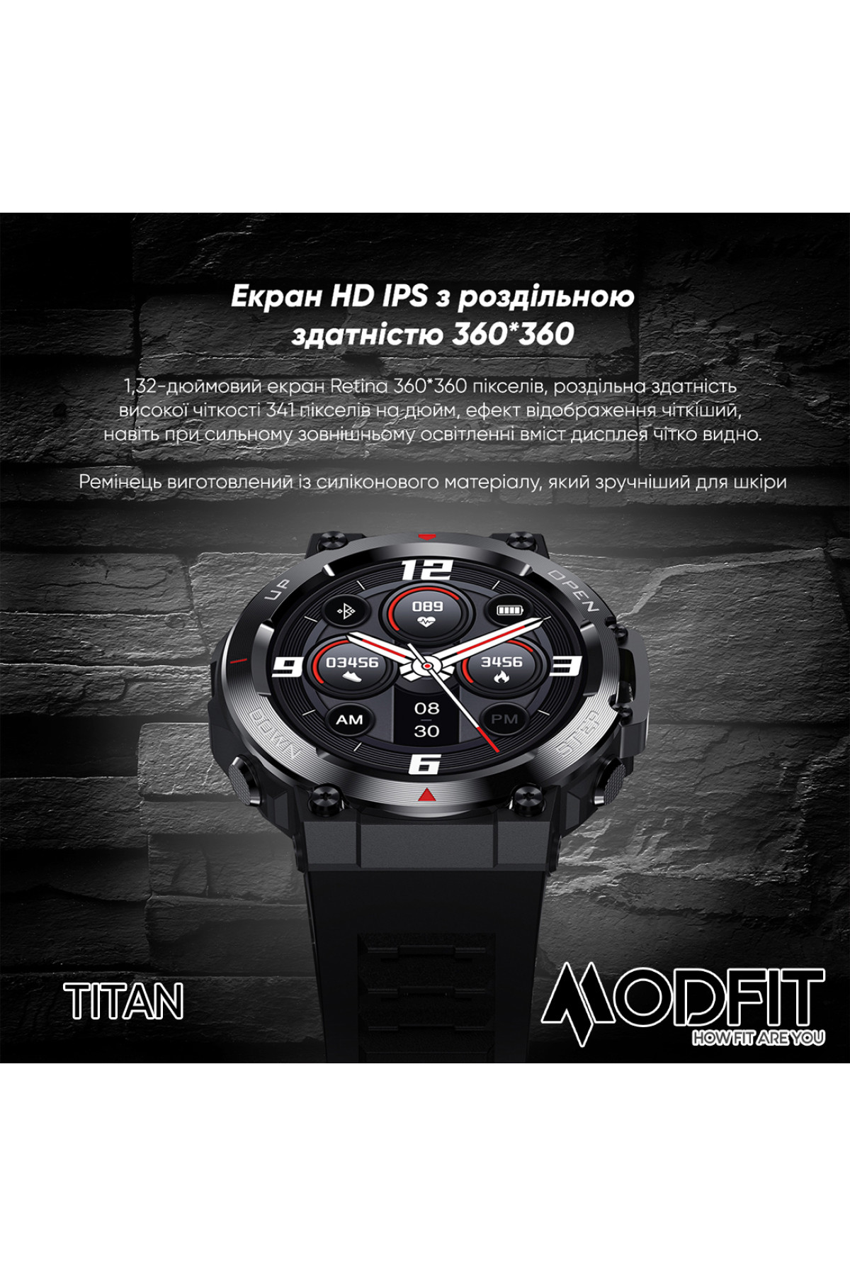 Смарт годинники Modfit Modfit Modfit Titan All Black 36 мм.