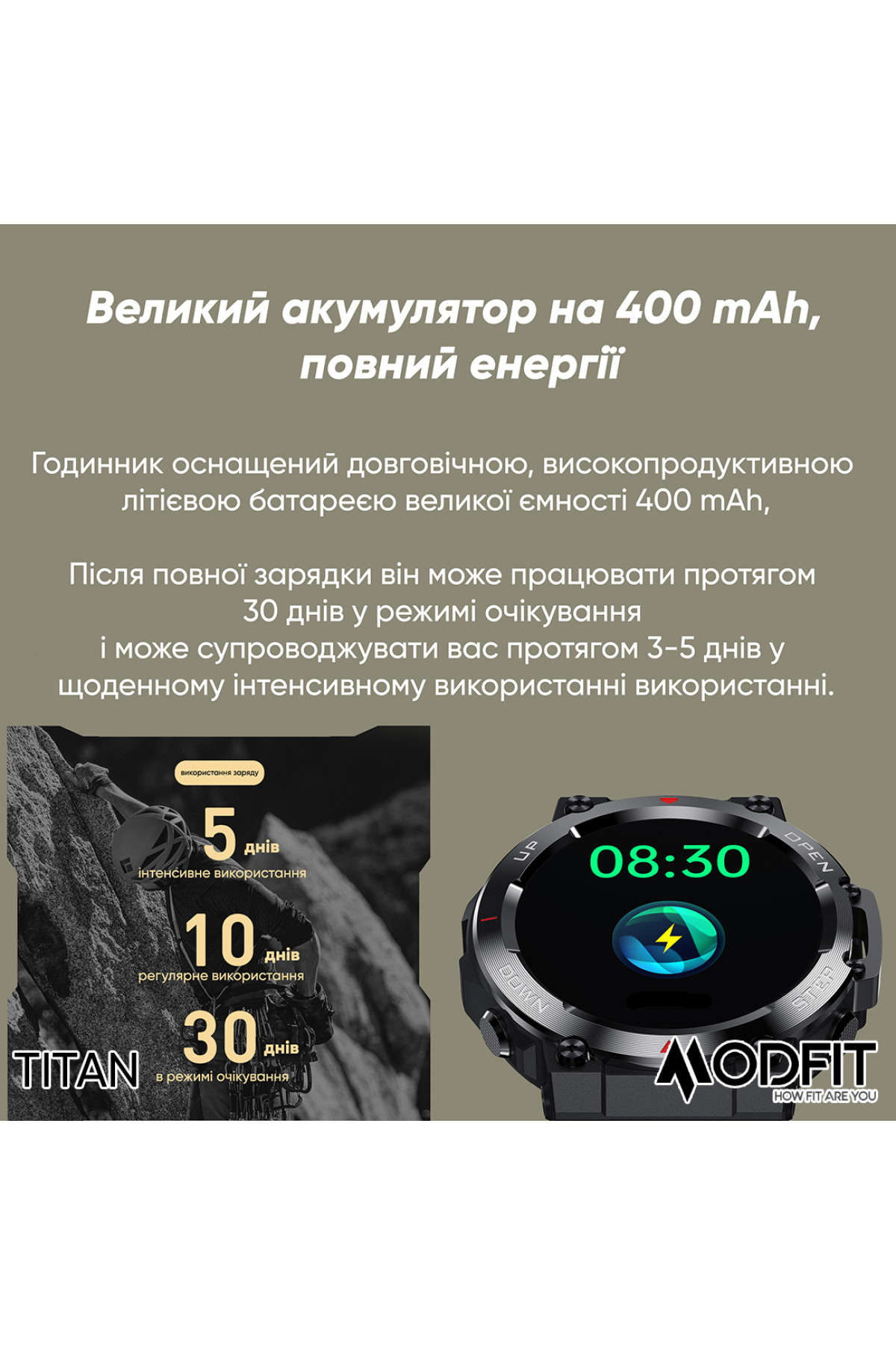 Смарт годинники Modfit Modfit Modfit Titan All Black 36 мм.