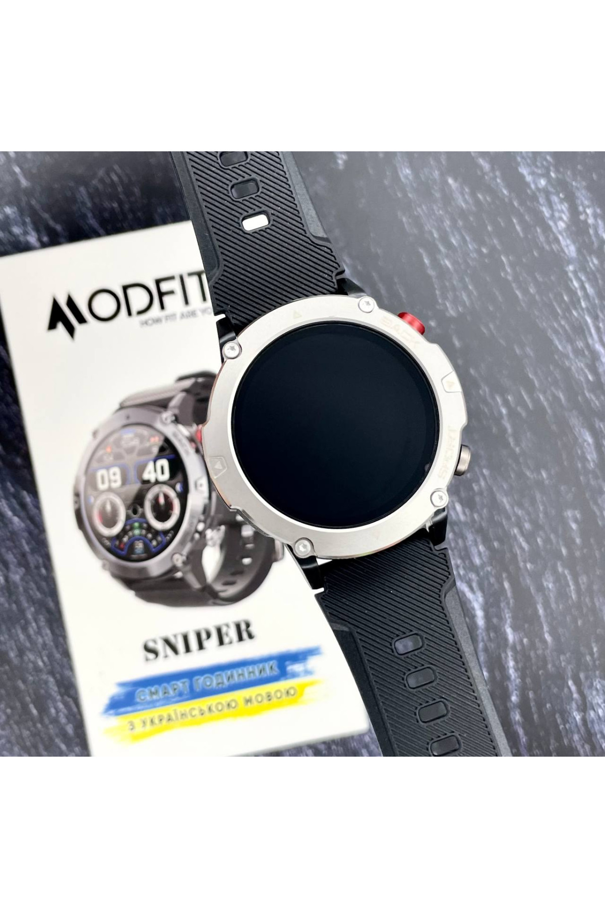 Смарт годинники Modfit Modfit Modfit Sniper Black-Silver 36 мм.