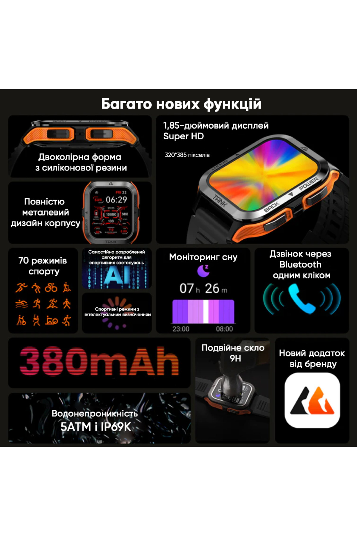 Смарт годинники Kospet Kospet Kospet Tank M2 Black