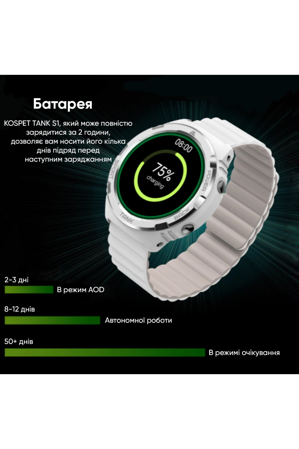 Смарт годинники Kospet Kospet Kospet Tank S1 Green