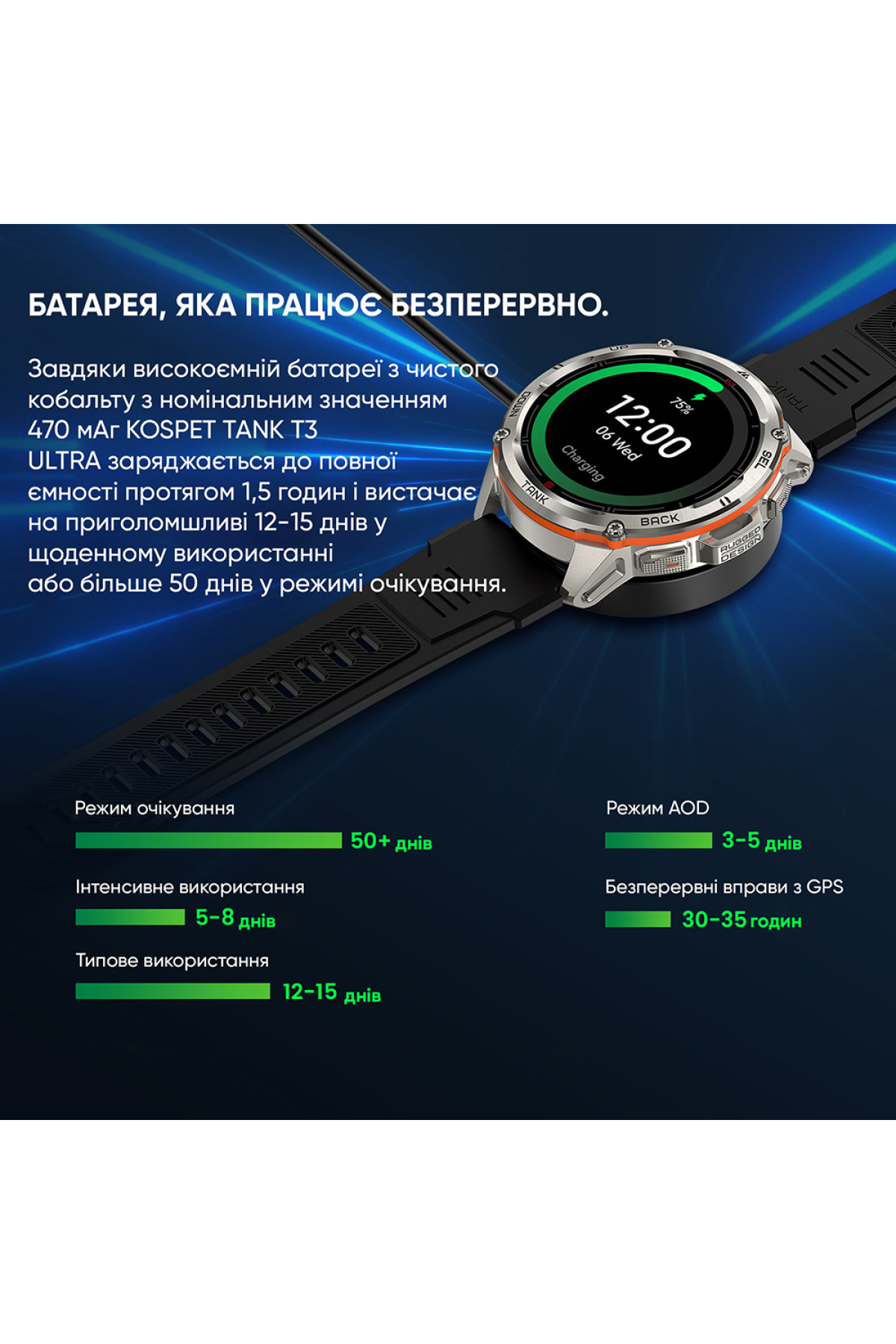 Смарт годинники Kospet Kospet Kospet TANK T3 ULTRA Silver